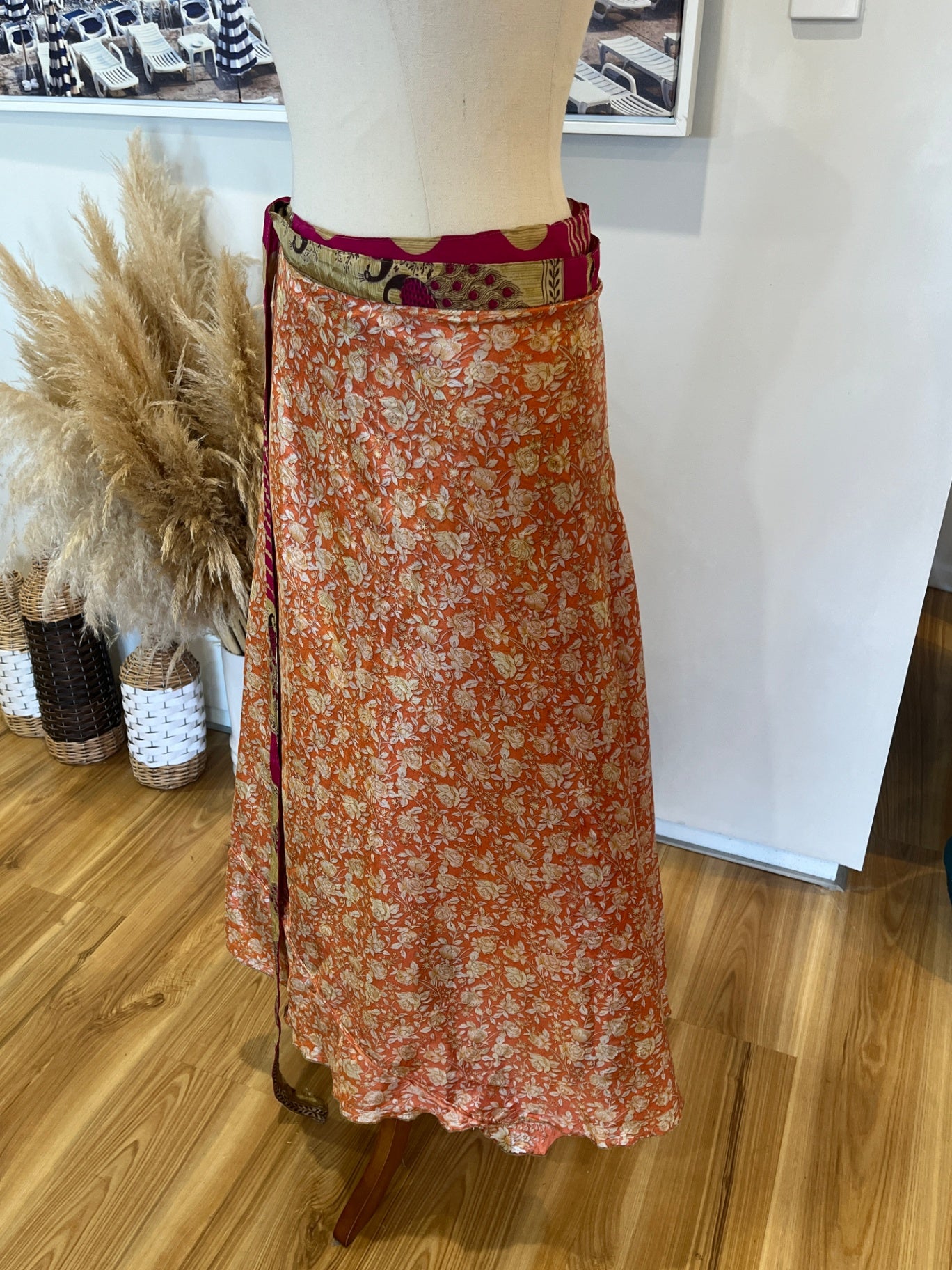 Sari Skirt Pink/Gold