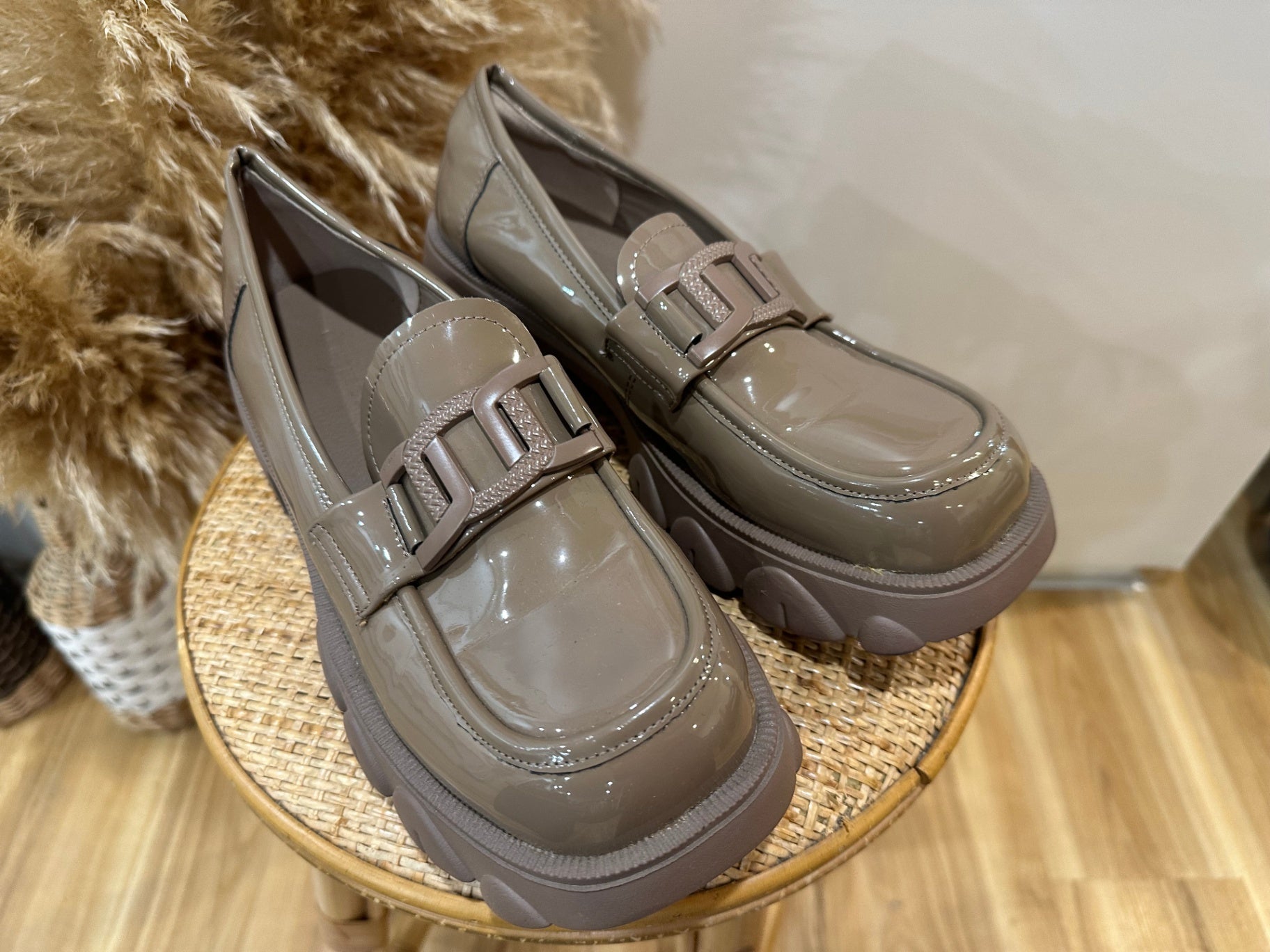 Princess Polly Shoes, Taupe Chunky Size 40 