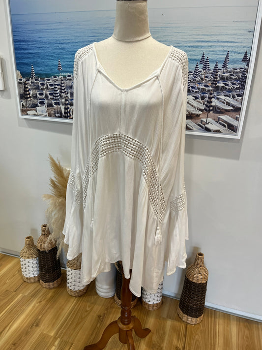 KAJA Top White Boho Beachin Vibes  XL  
