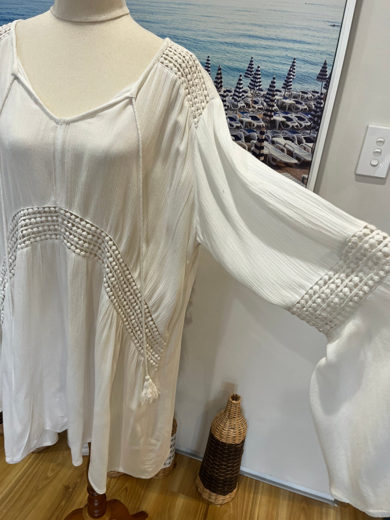 KAJA Top White Boho Beachin Vibes  XL  