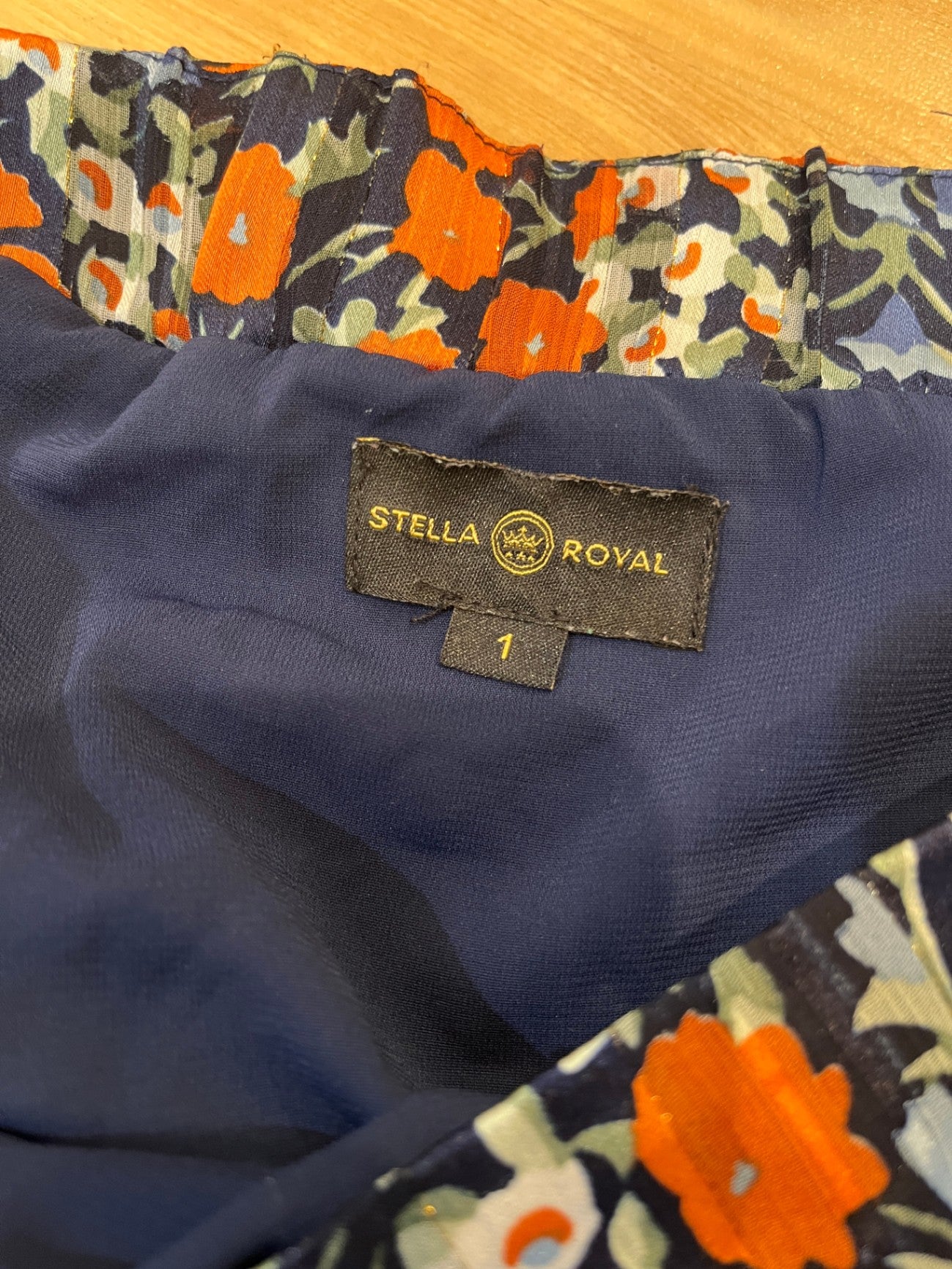 Stella Royal Skirt Blue/Orange Floral Large 