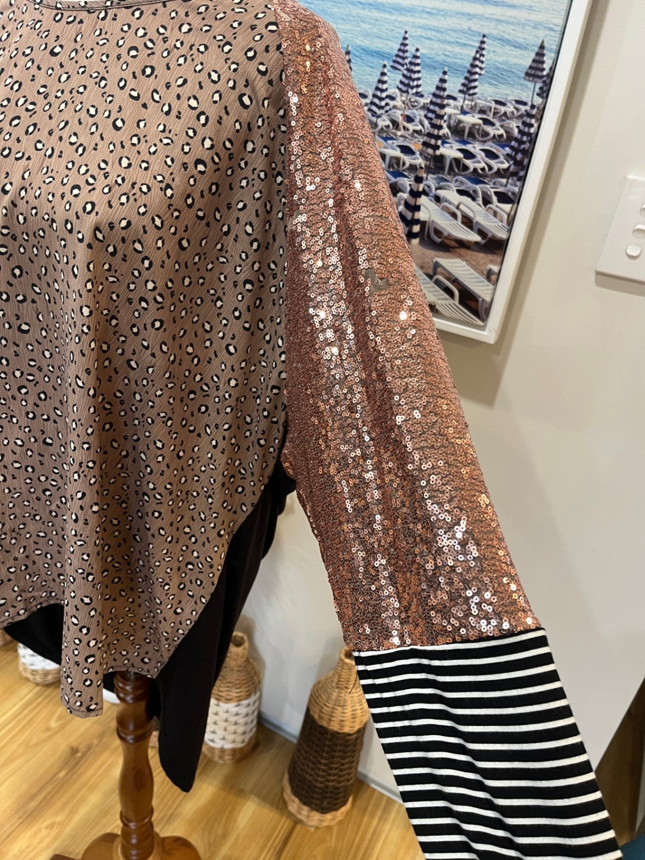 Ella J Animal Print Top with Rose Gold Bling
