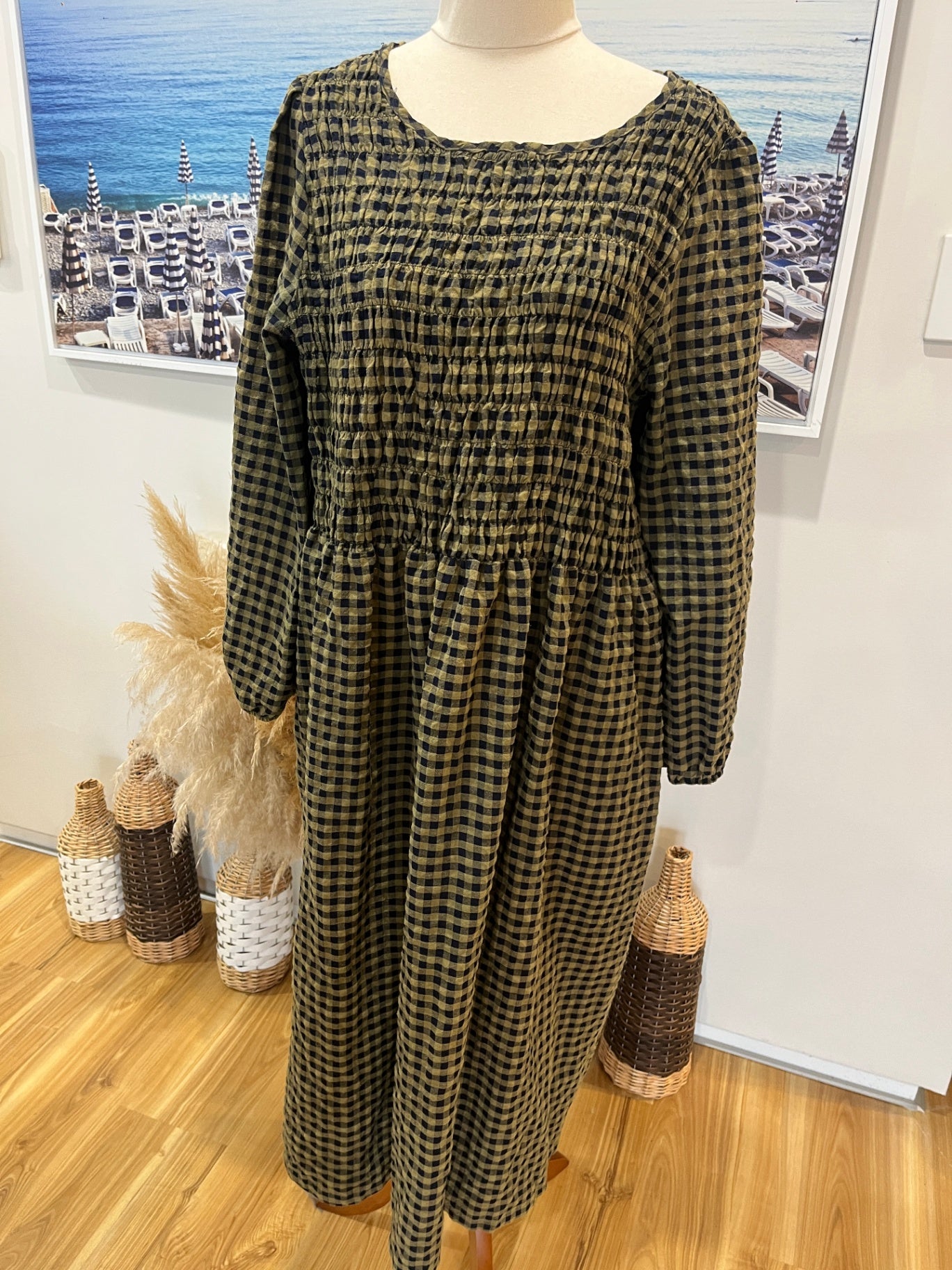 Perfectionary Green/Black Checkered Dress Size 16