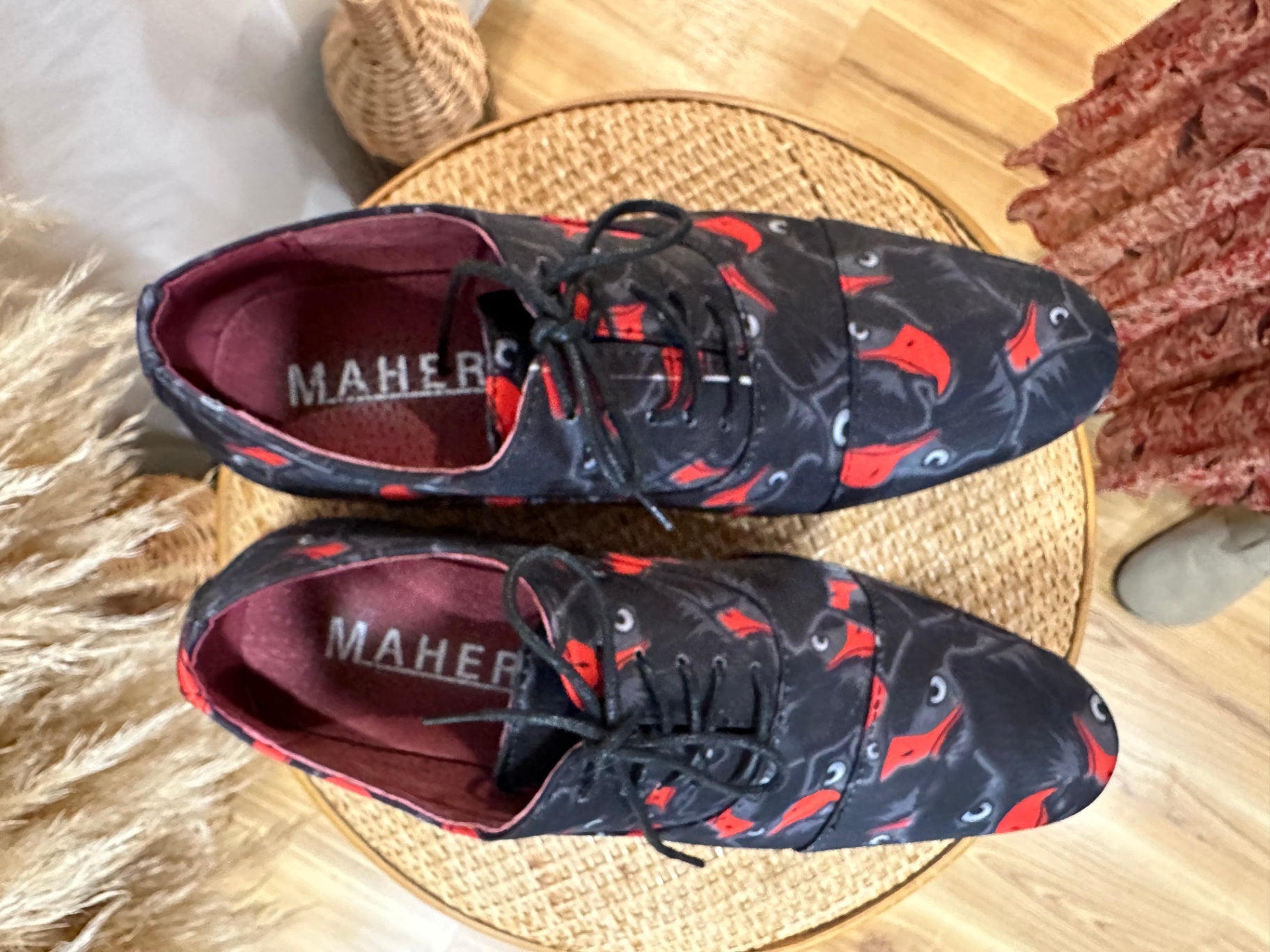Maher Shoes Black with Birds Design 37