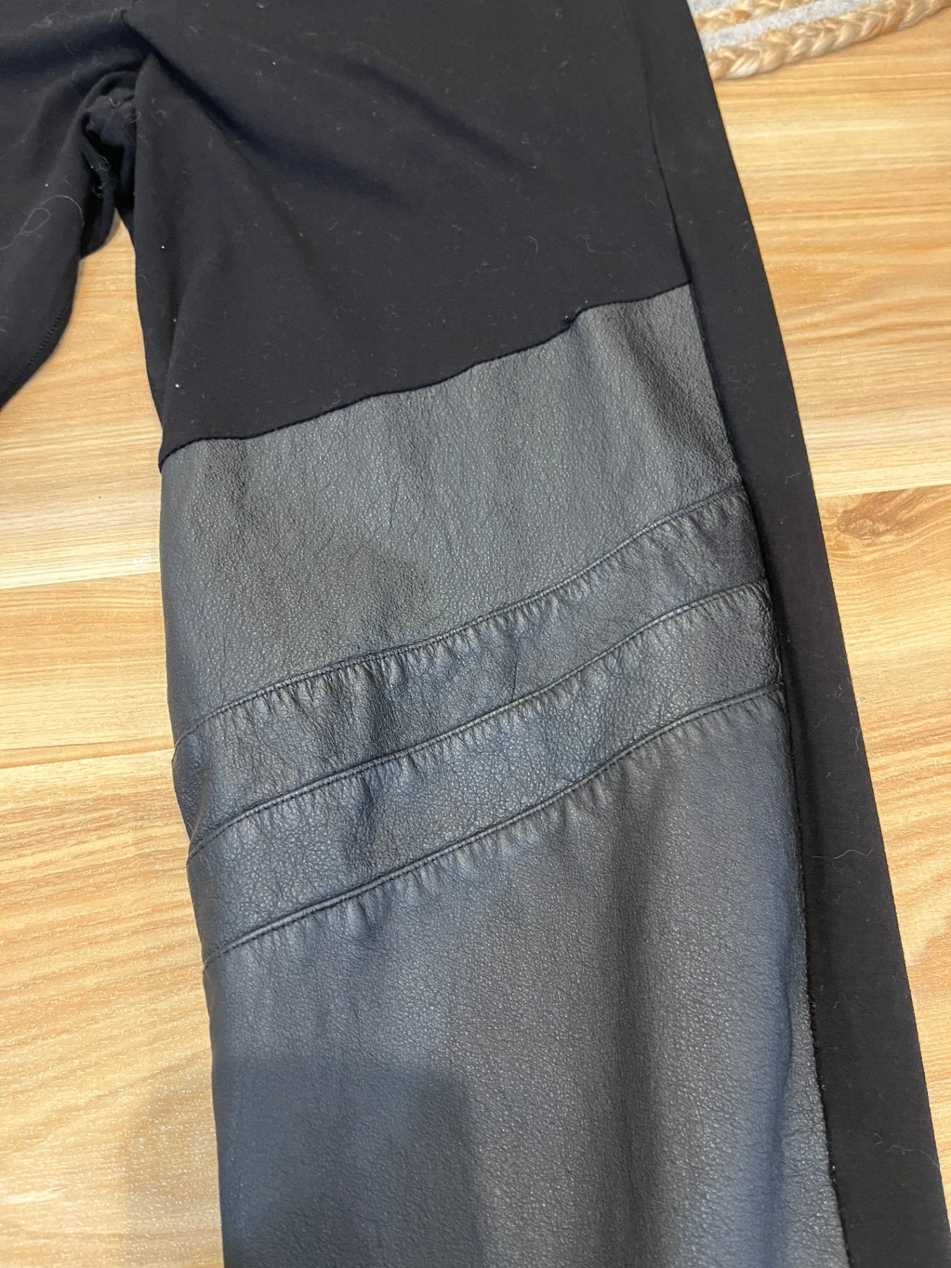 Pants Black with Leather Panels Size 18
