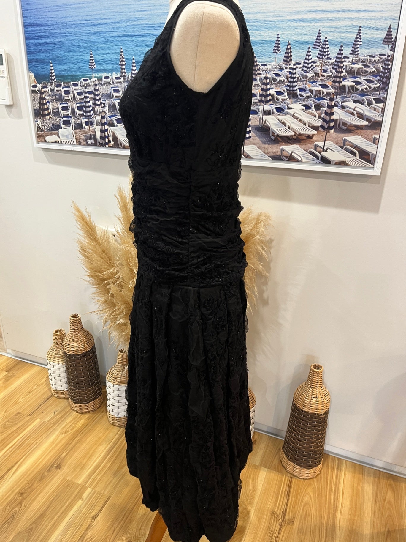 Catalyst Dress Black Embossed Flower Design Medium 