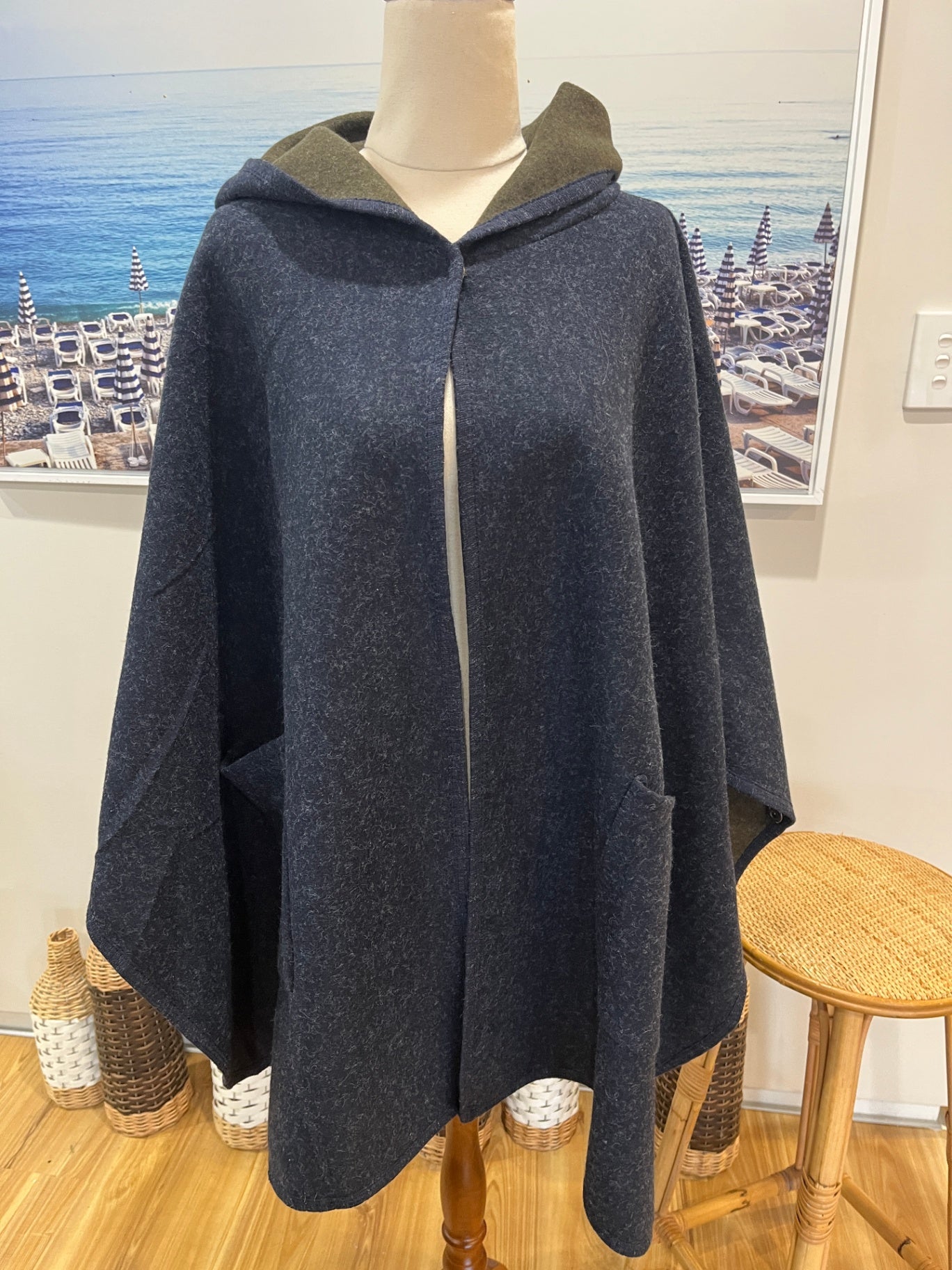 Hooded Coat Navy Blue