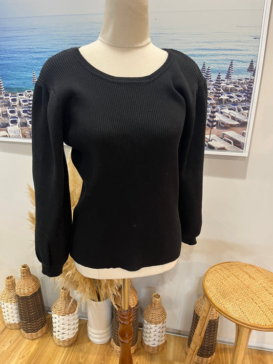 WHISTLE Jersey Ribbed Bell Sleeves Large