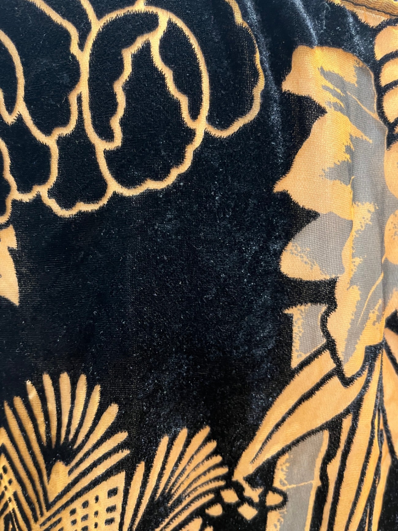 Brown/Black Floral Dress Velvet & Sheer S