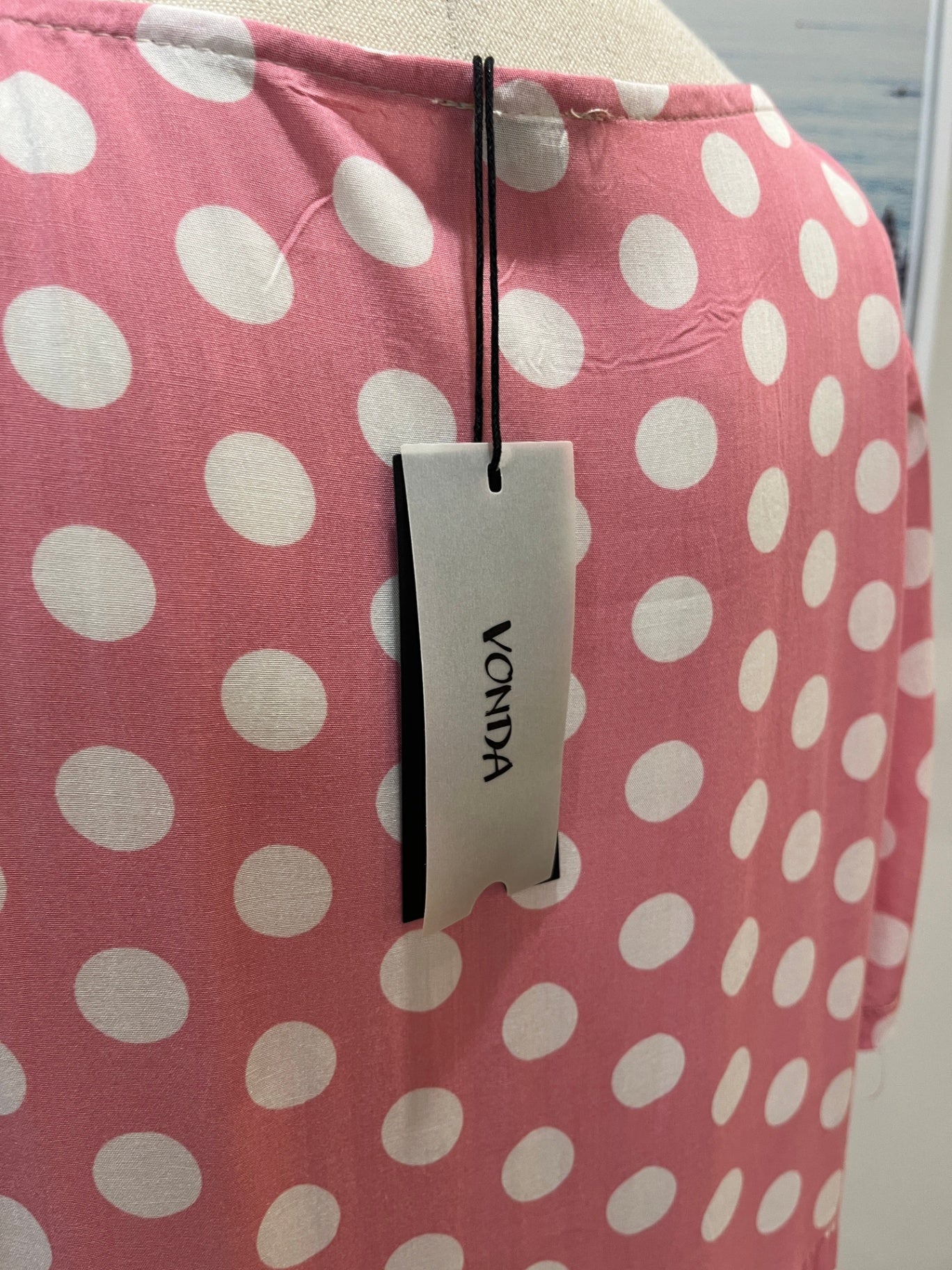 VONDA BNWT Dress Pink with White Polka Dots