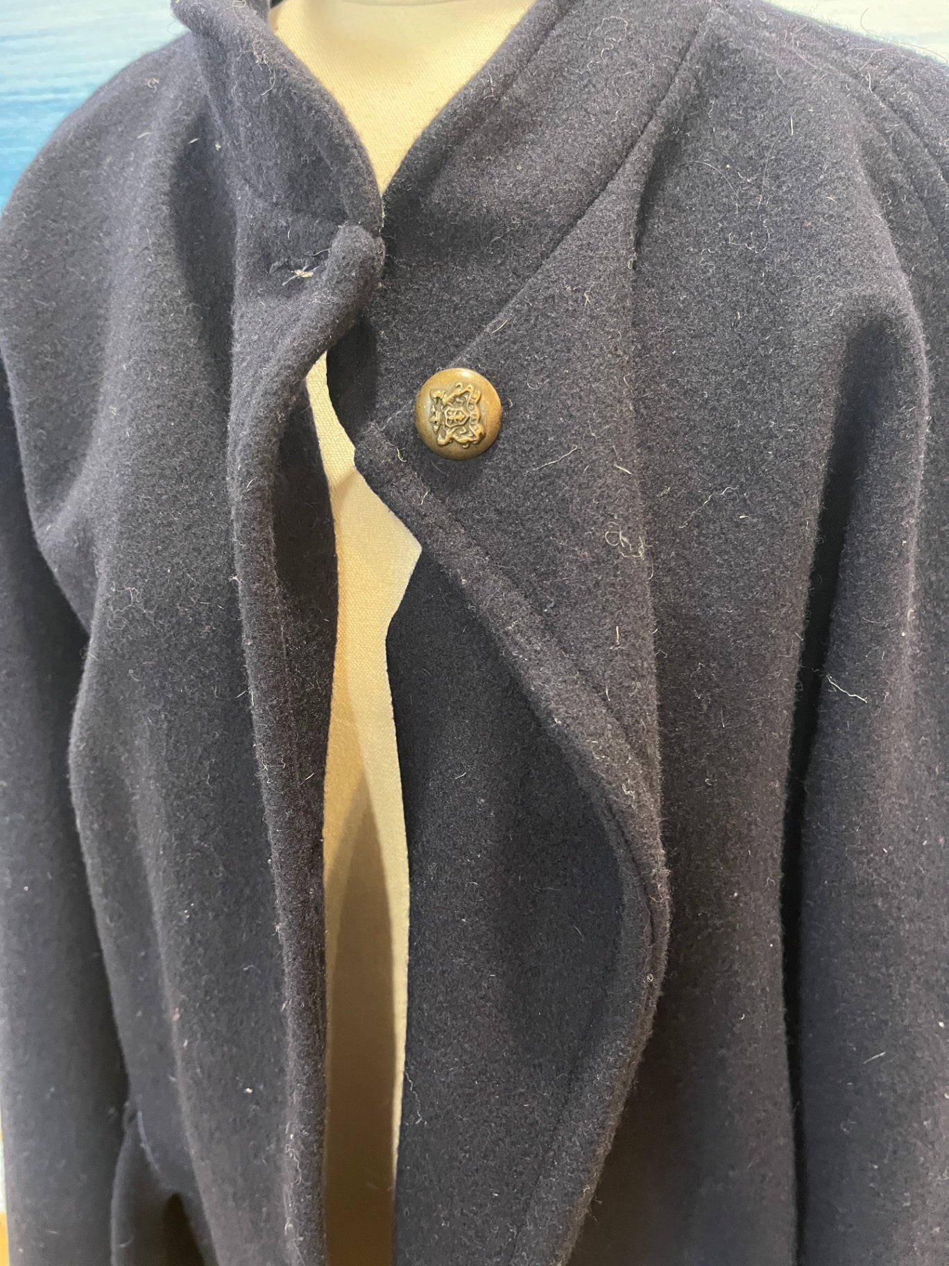 Elegant Navy Cape Coat – Timeless Winter Chic