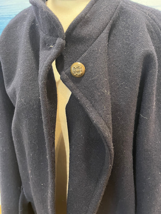 Elegant Navy Cape Coat – Timeless Winter Chic
