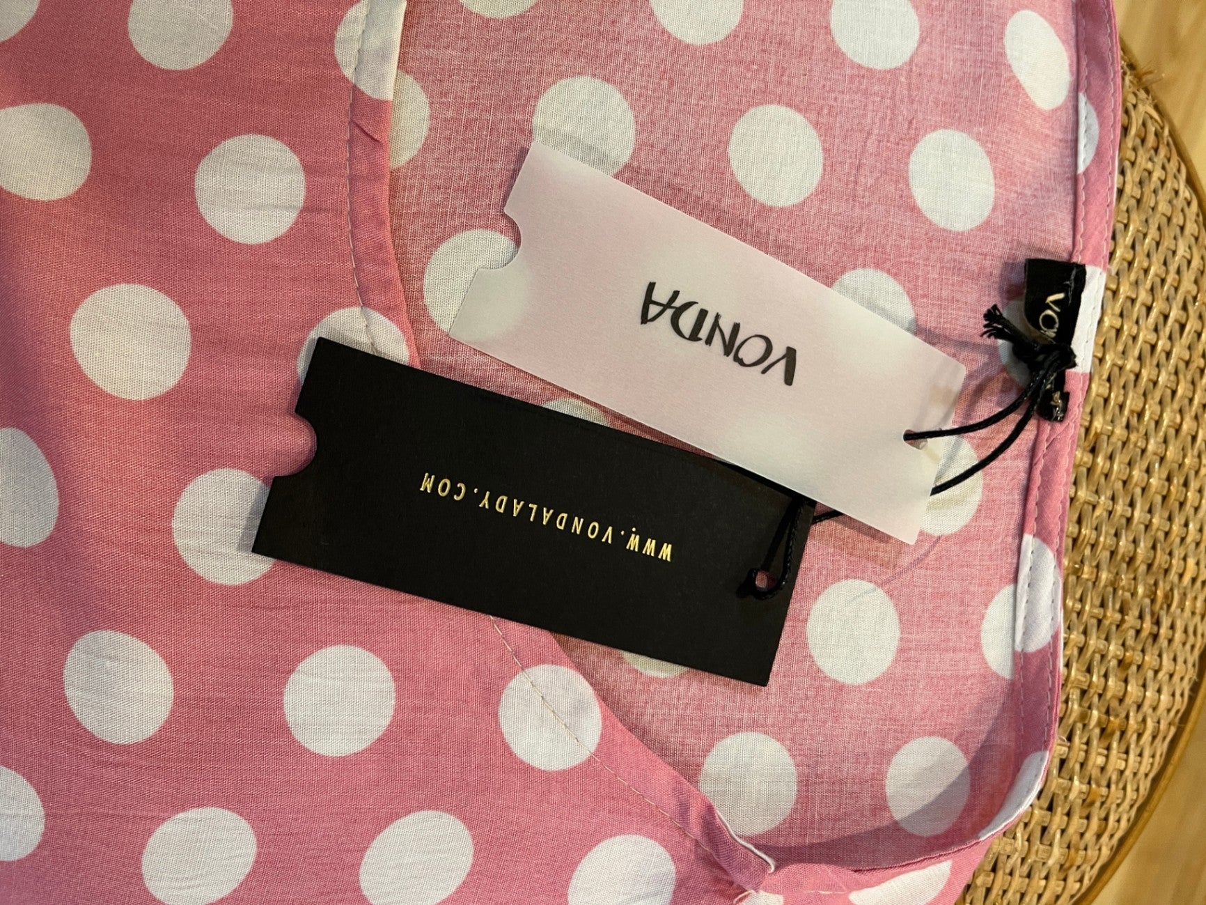 VONDA BNWT Dress Pink with White Polka Dots