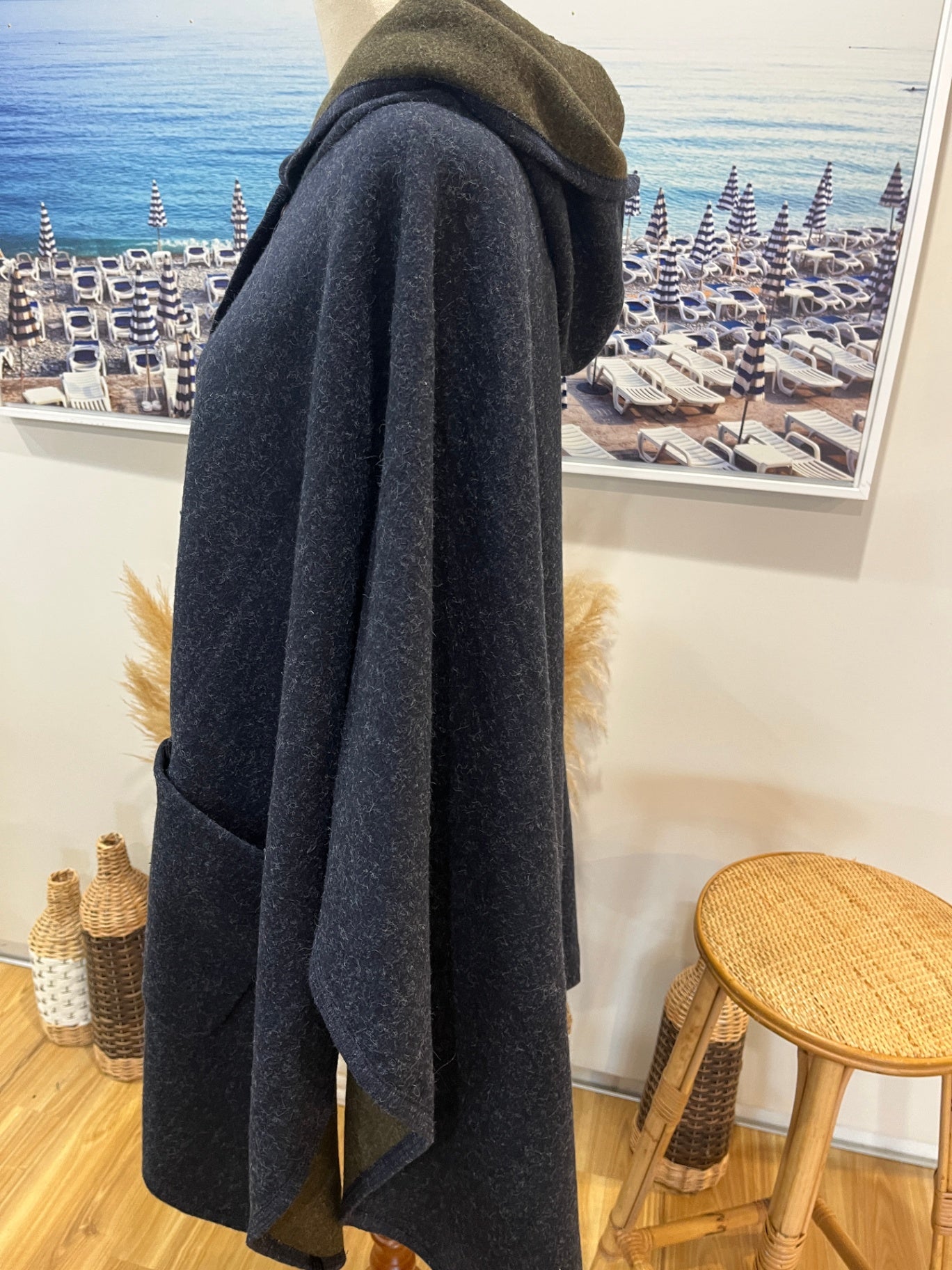 Hooded Coat Navy Blue