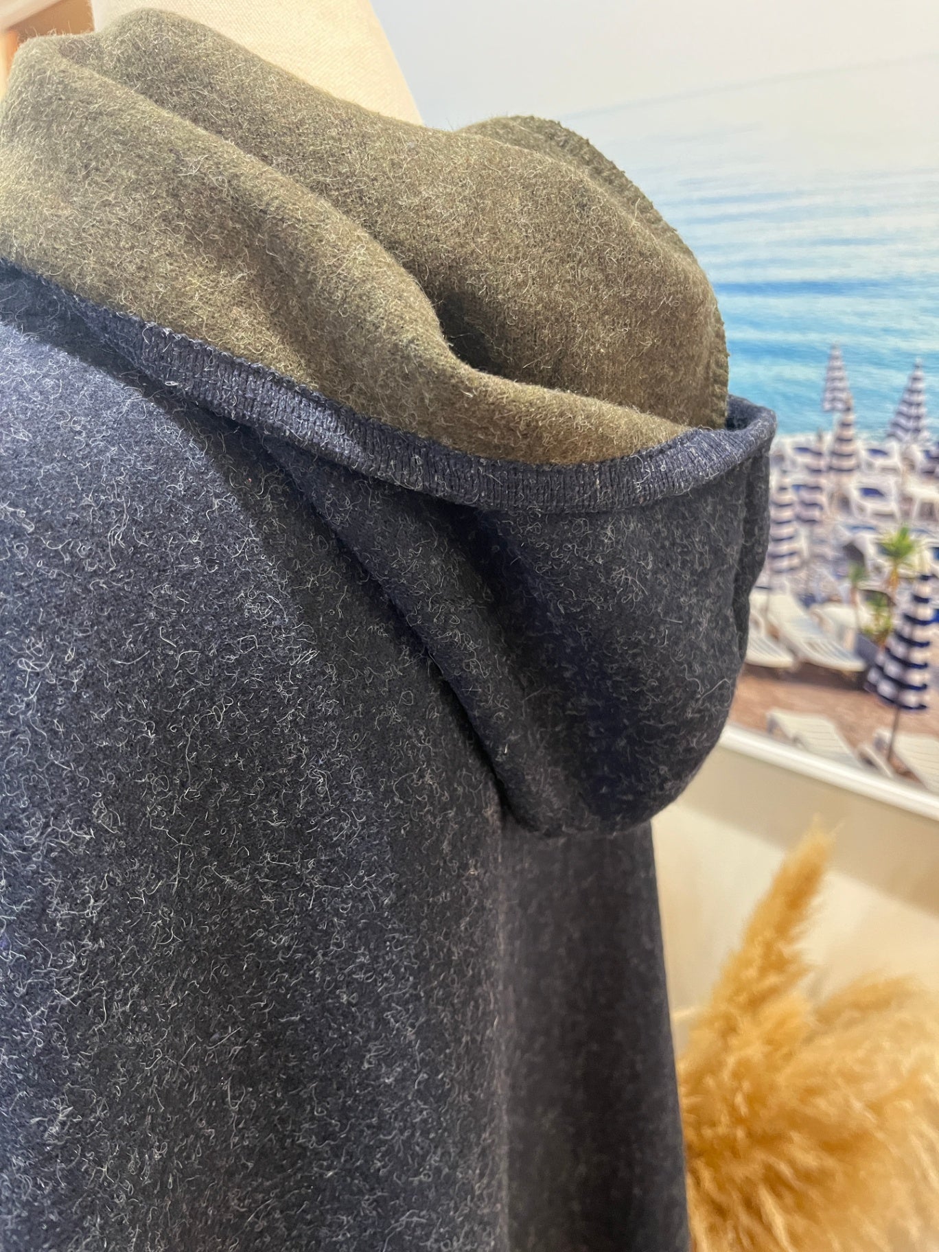 Hooded Coat Navy Blue