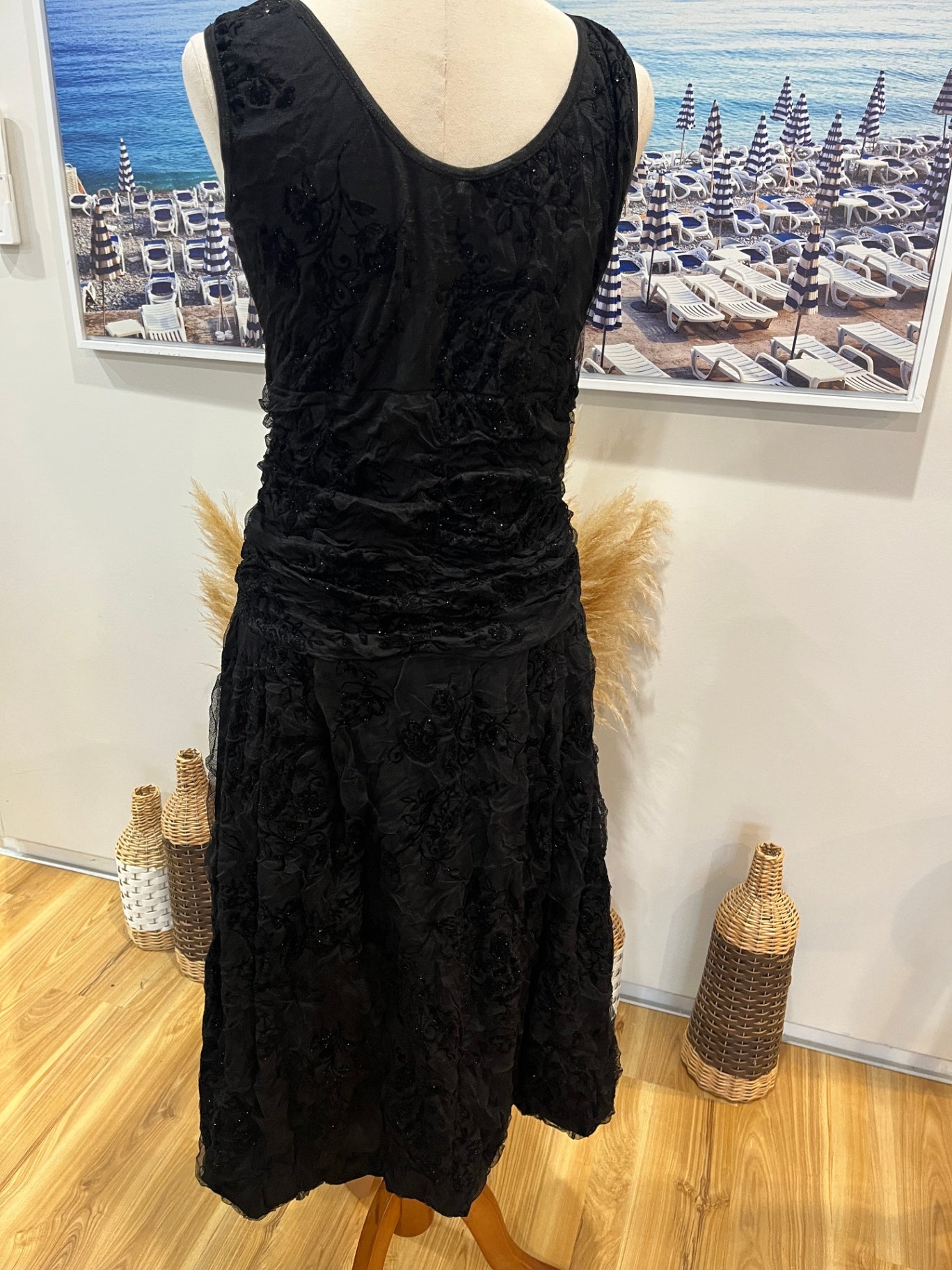 Catalyst Dress Black Embossed Flower Design Medium 