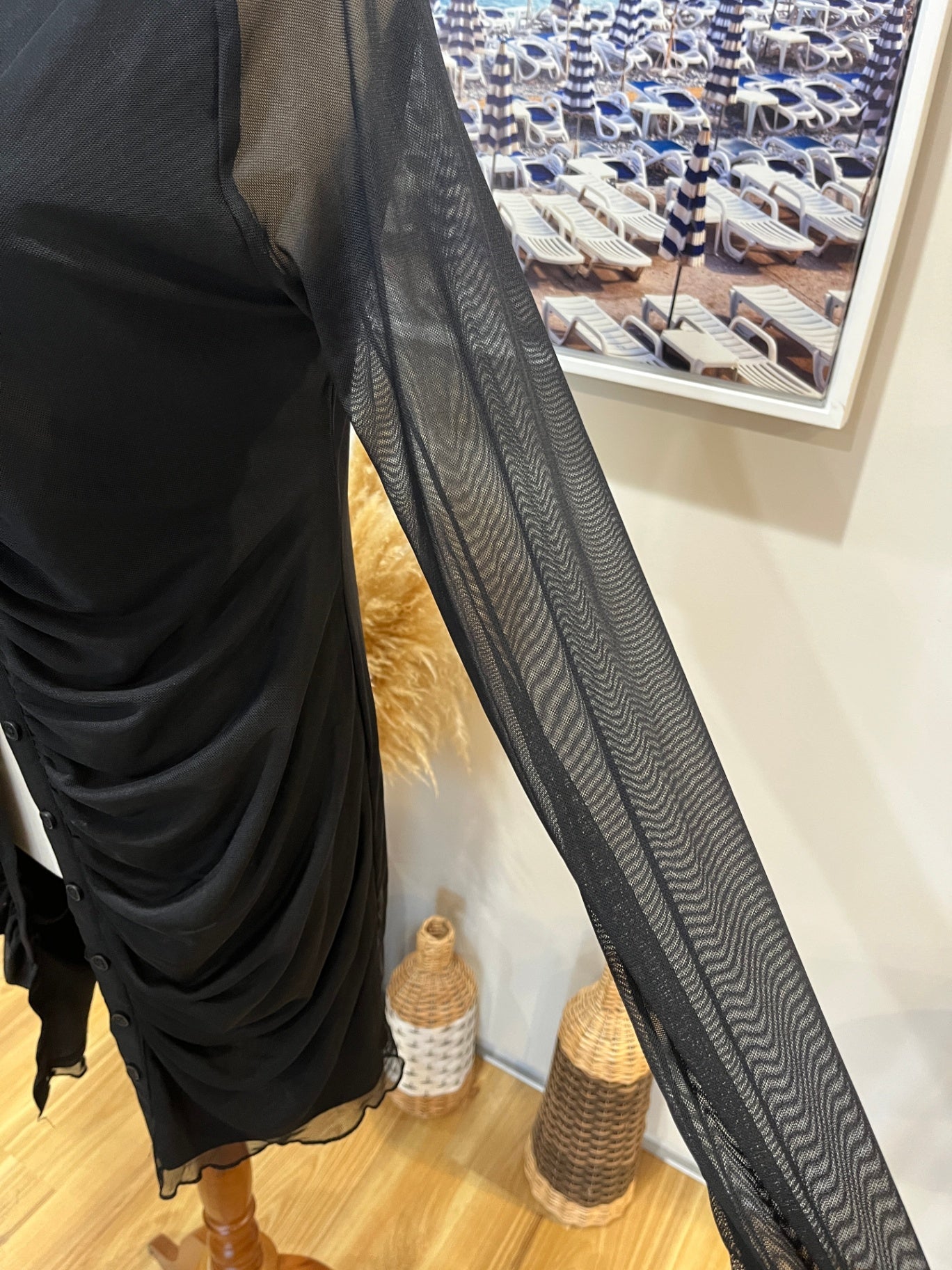 MIRROU Black Shirt Sheer Sleeves