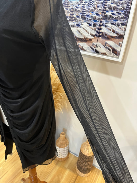 MIRROU Black Shirt Sheer Sleeves