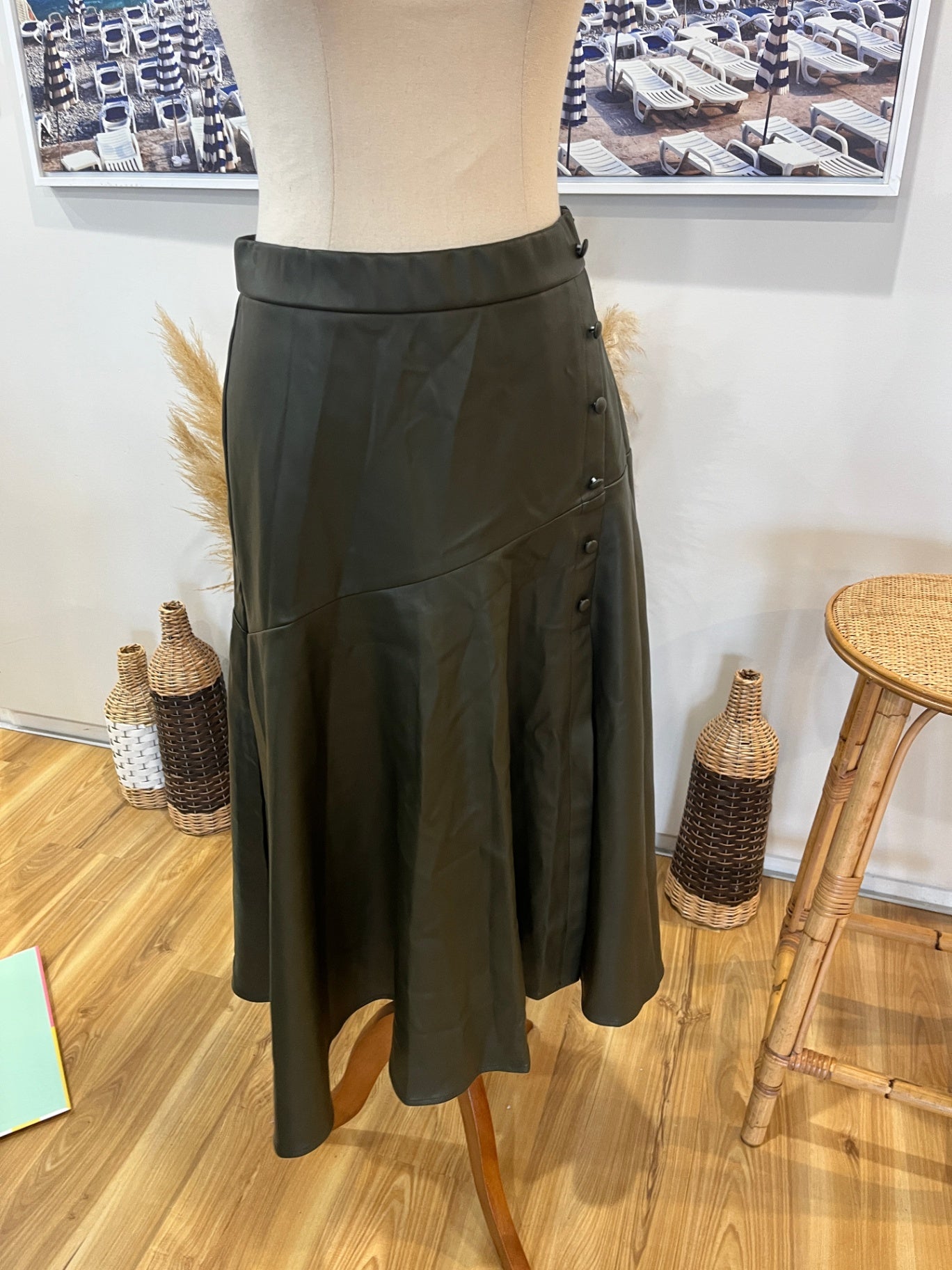 We Are The Others Mid Length Skirt Olive Green Size 2