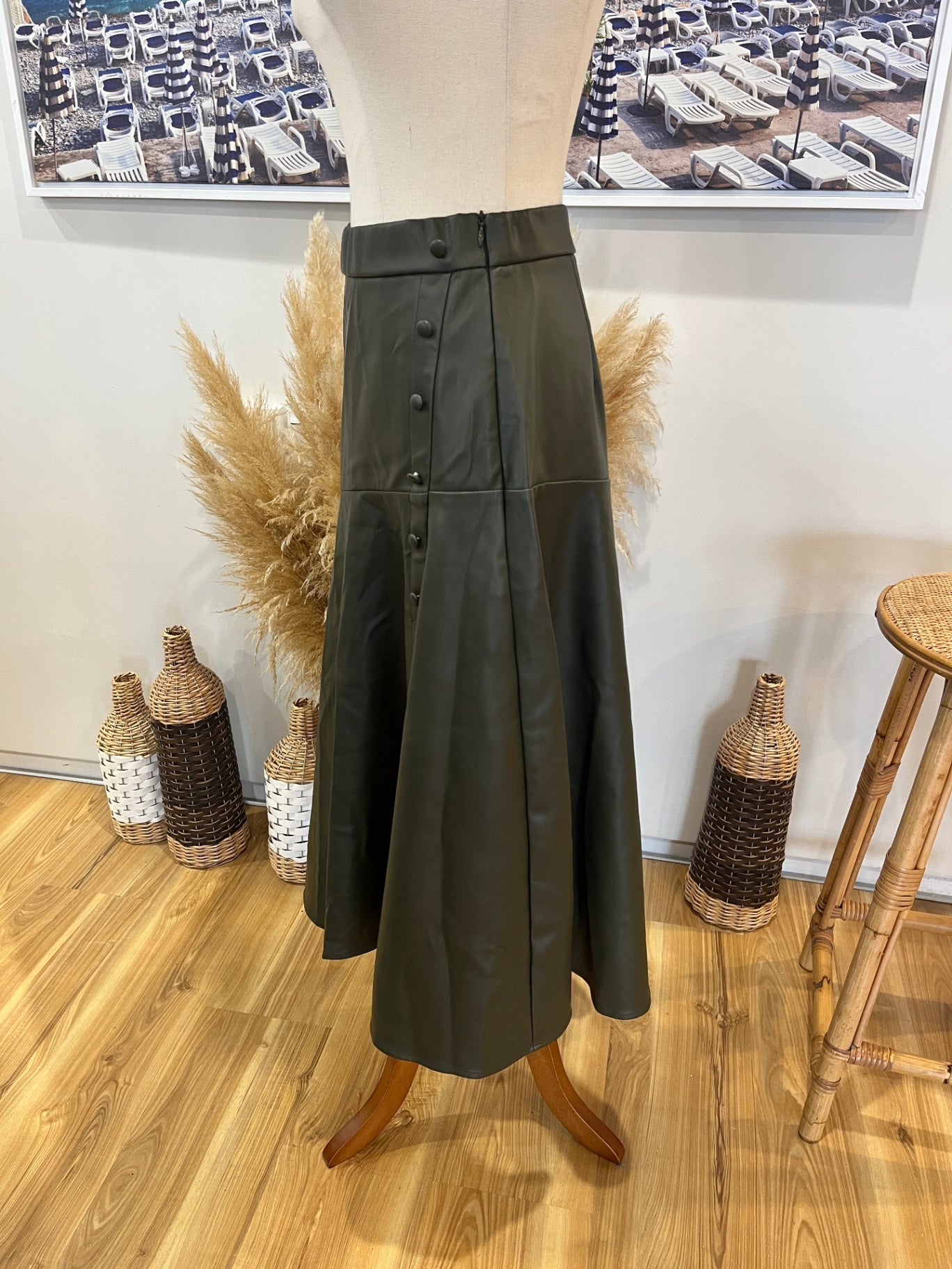 We Are The Others Mid Length Skirt Olive Green Size 2