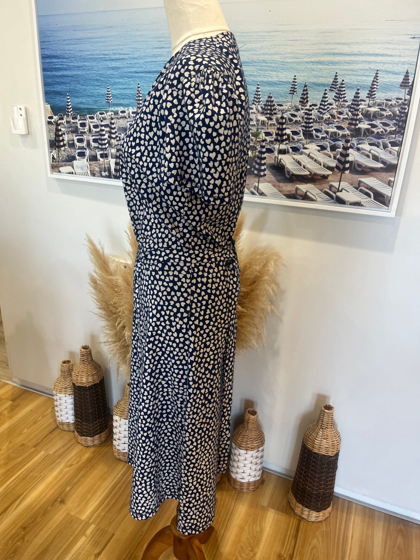 PeopleTree Dress 12 Navy blue and white