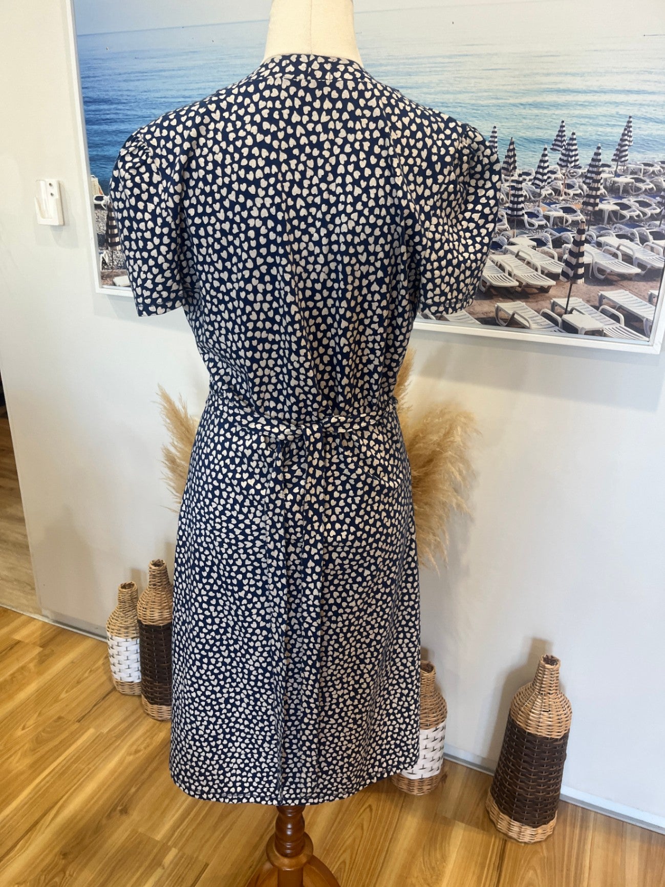 PeopleTree Dress 12 Navy blue and white