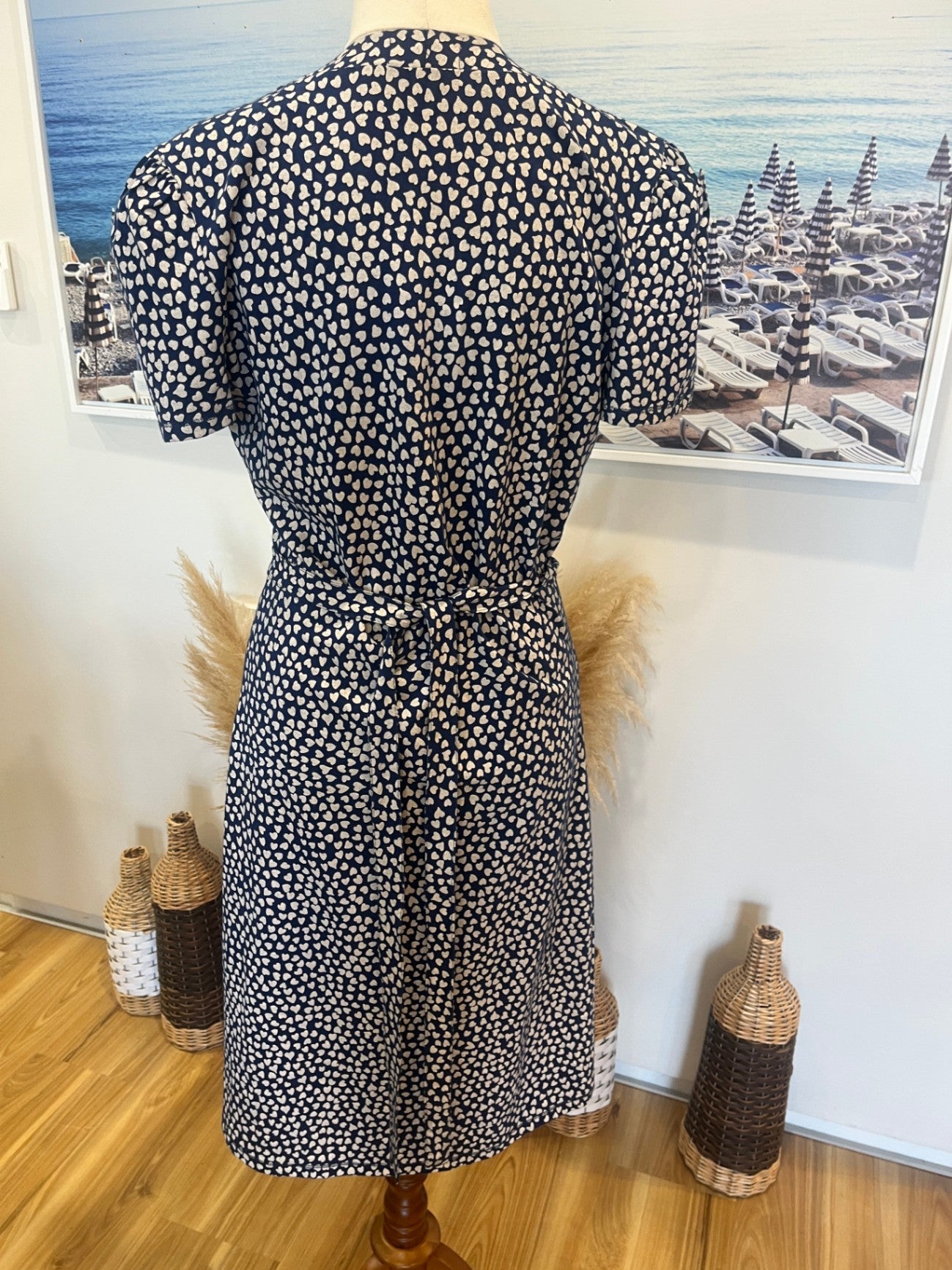 PeopleTree Dress 12 Navy blue and white
