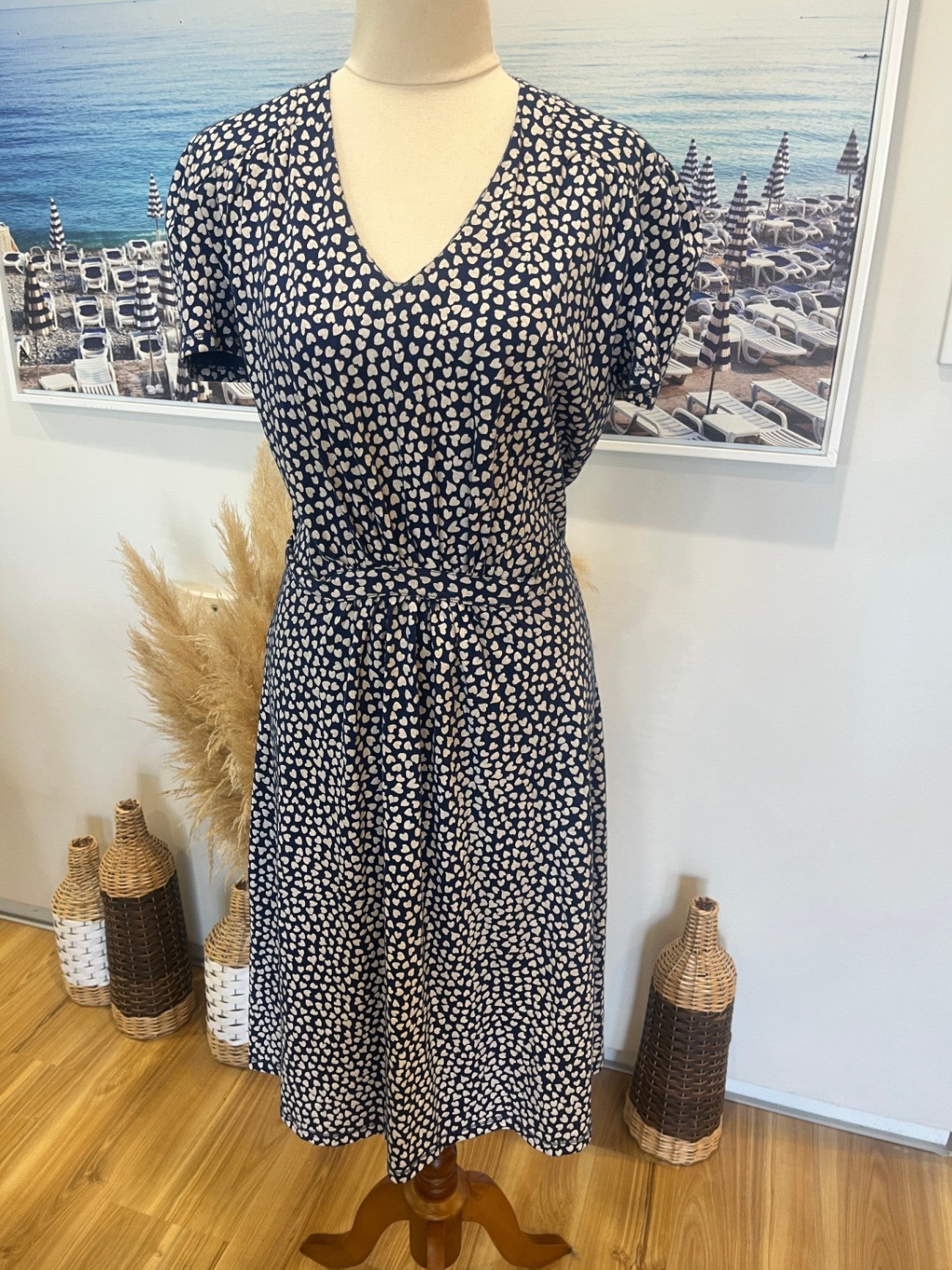 PeopleTree Dress 12 Navy blue and white