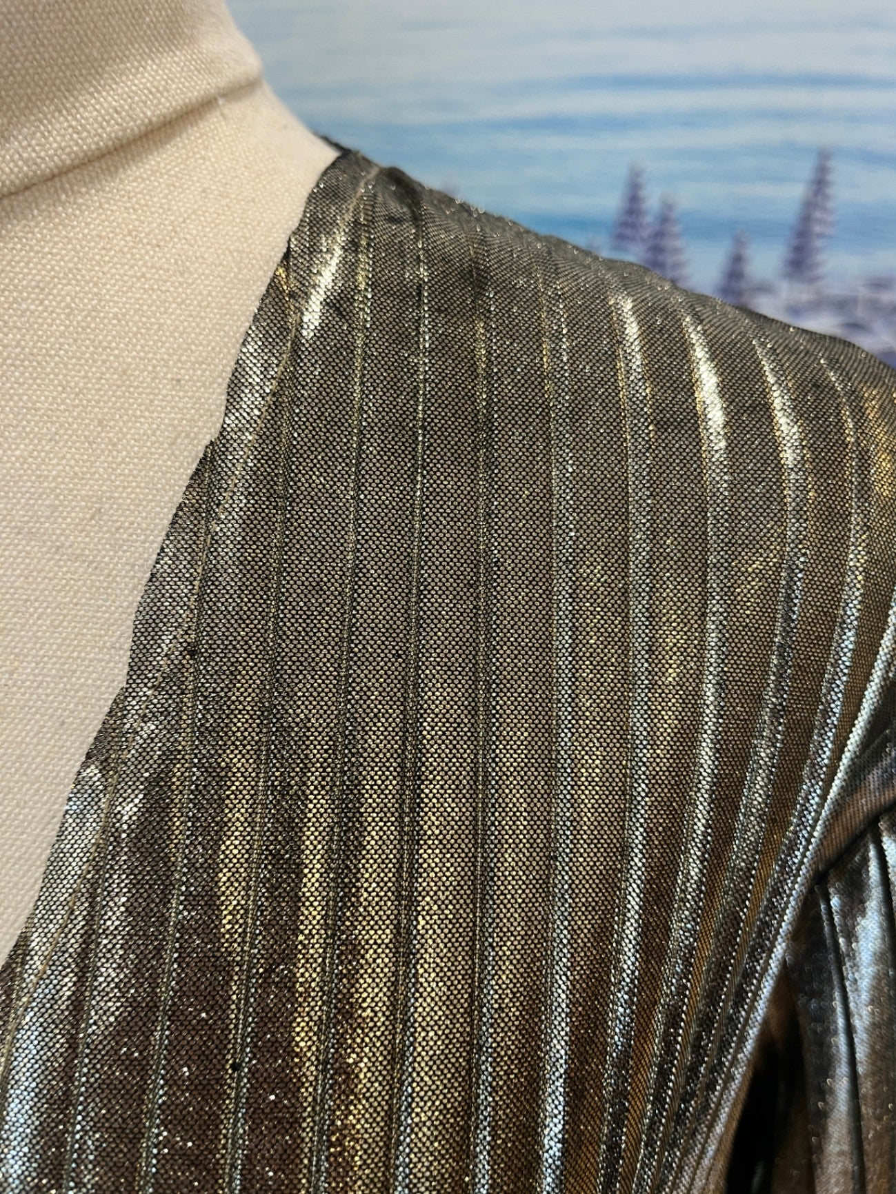 Harman Grubisa Metallic Pleated Dress Size 10