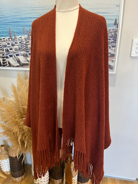 Runway NYC Fringed Brown Shawl Free Size