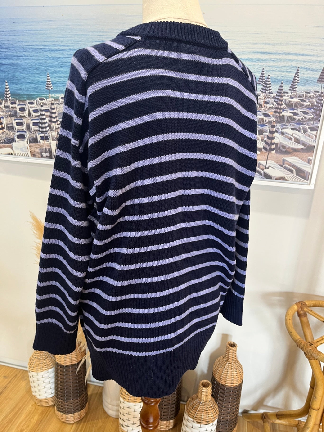 Peace & Promise Jersey Blue/Light Purple Stripes Size M