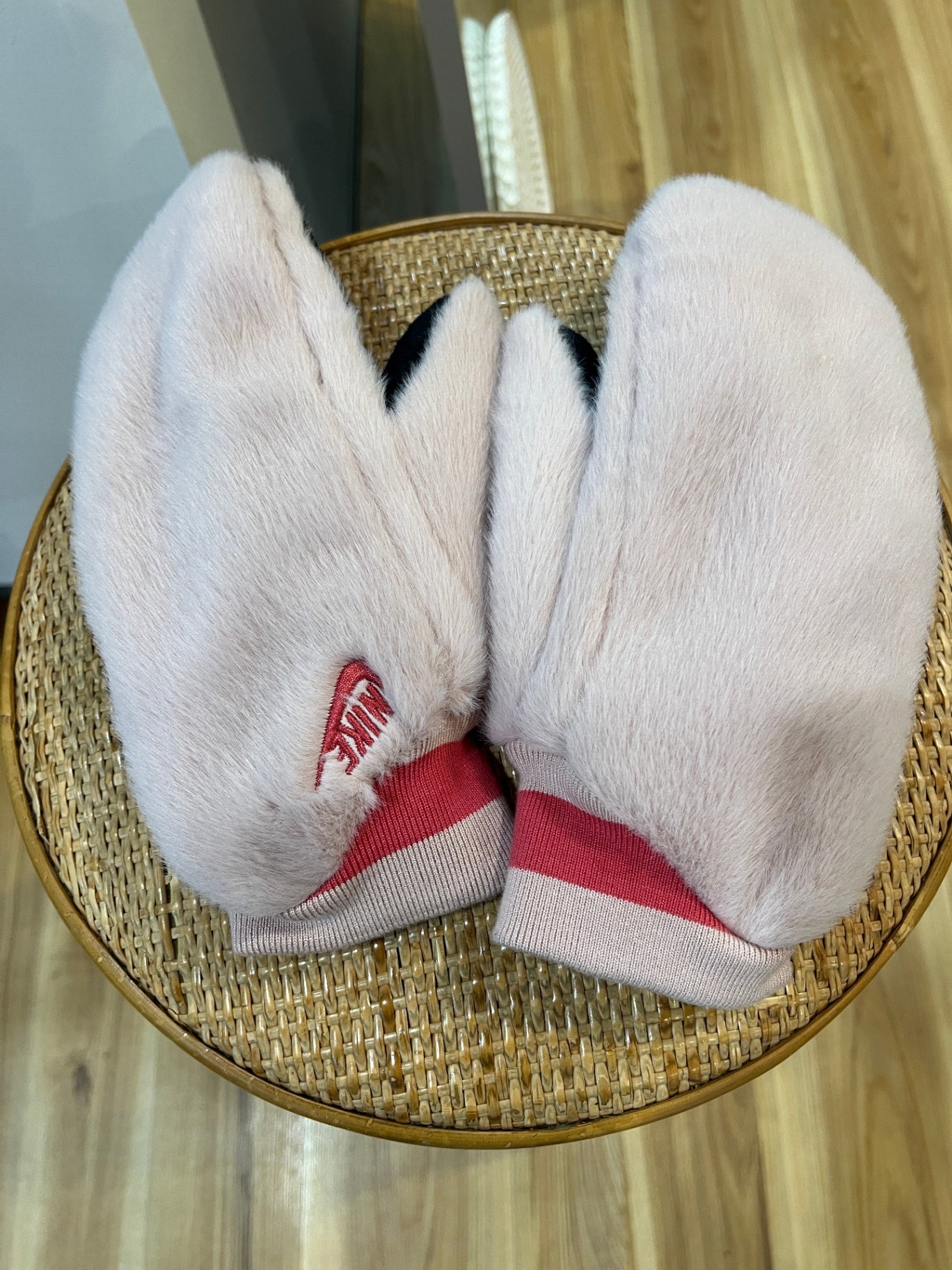 Nike  Pink Faux Fur Mittens
