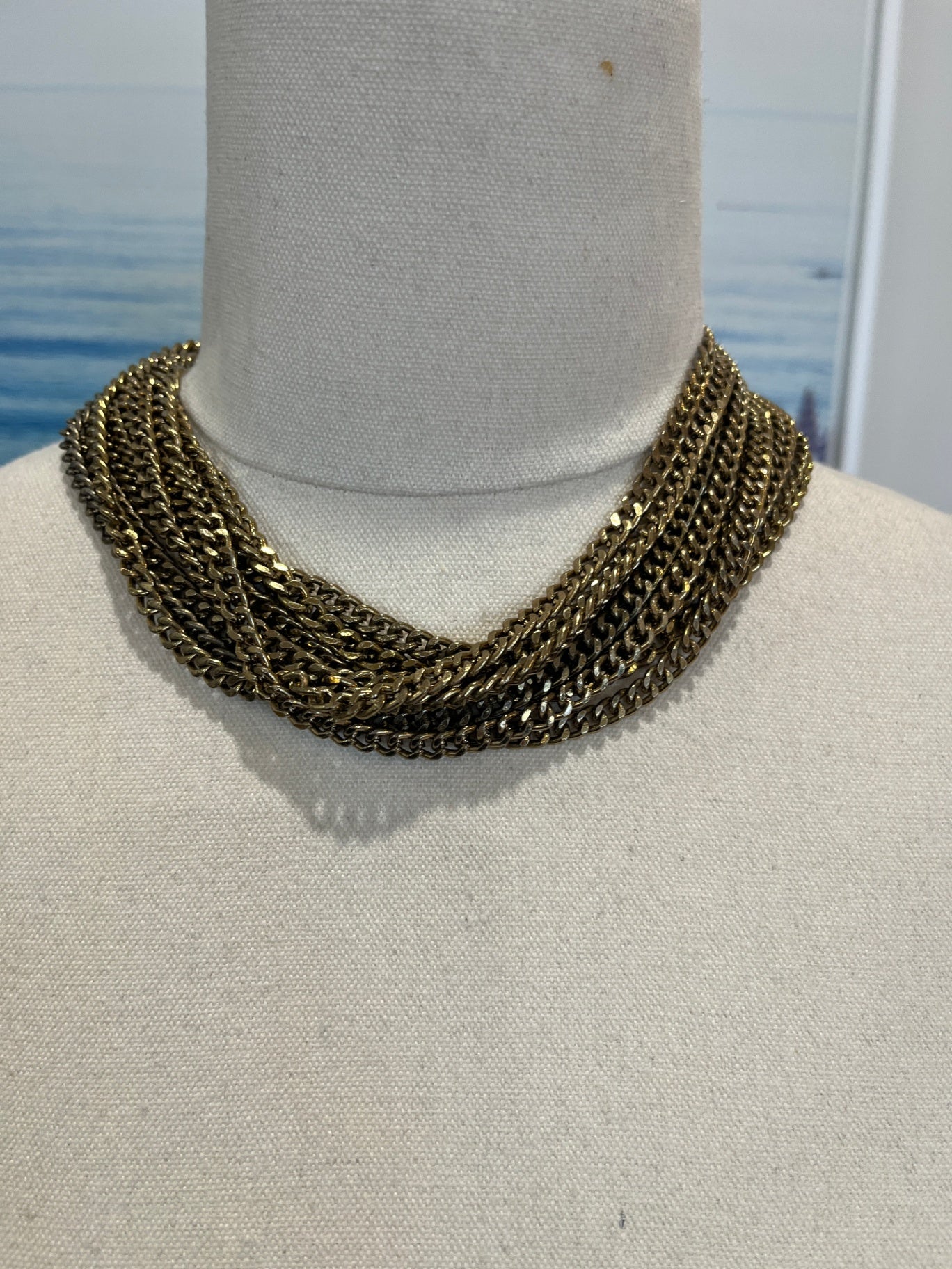 Gold Tones Multiple Chains Necklace