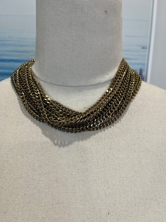 Gold Tones Multiple Chains Necklace