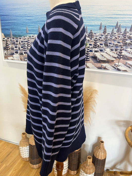 Peace & Promise Jersey Blue/Light Purple Stripes Size M
