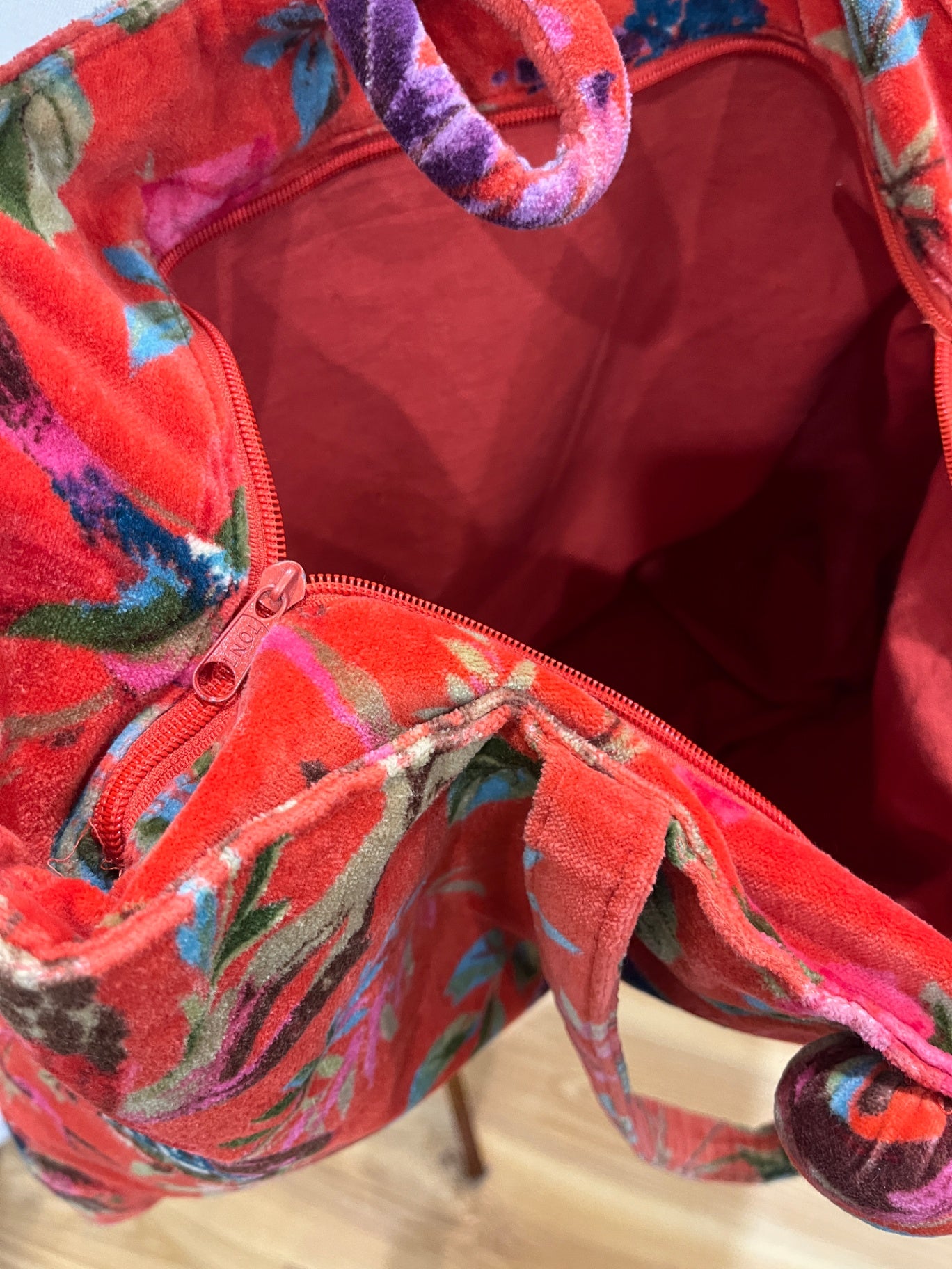 Red Velvet Retro Floral Bag