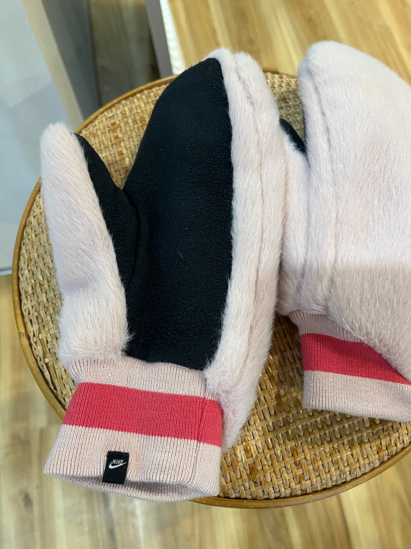 Nike  Pink Faux Fur Mittens