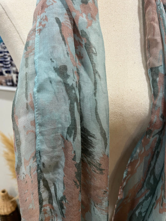 Cotton Traders Scarf Teal/Pink Muted Tones
