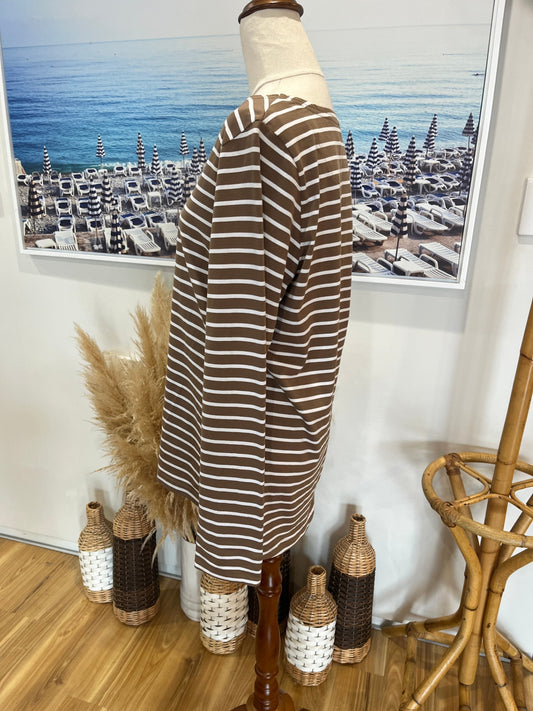 Charlie Jane Top Brown/Cream Stripes Medium