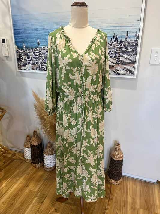 WHISTLE Green/Beige Dress Size 14 