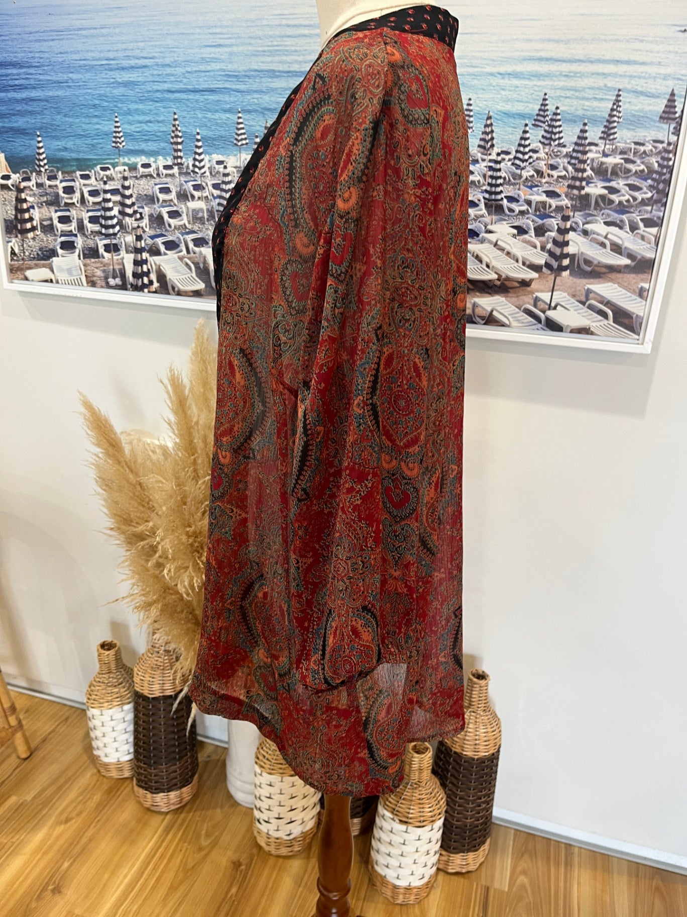 avella Top Paisley on red sheer Size 12-14