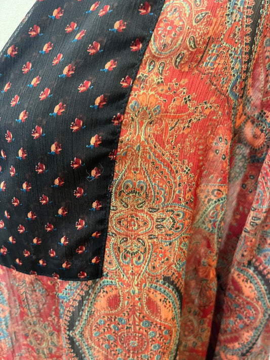 avella Top Paisley on red sheer Size 12-14