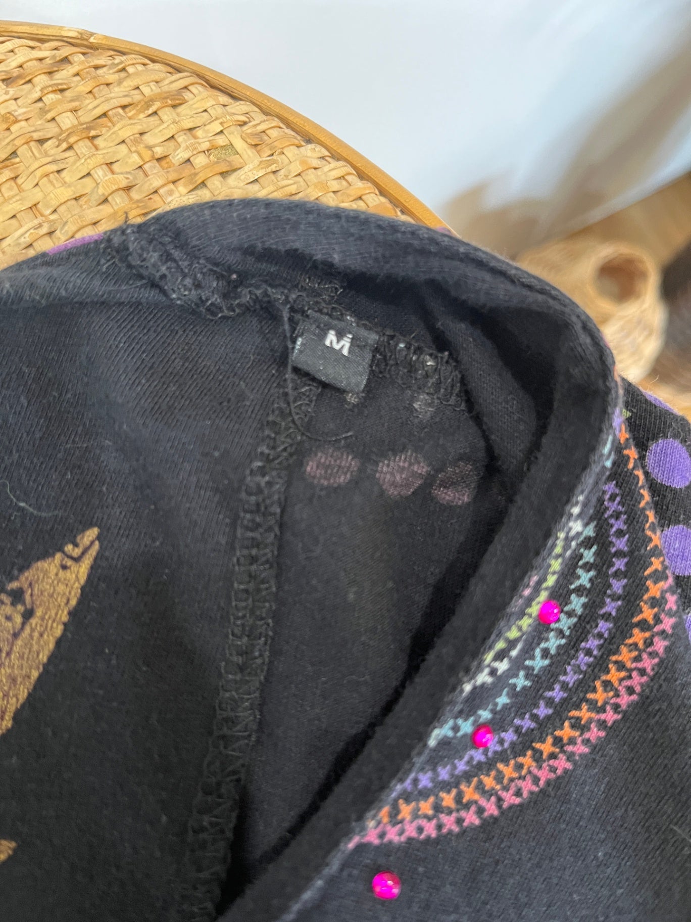 Desigual Dress Black w/Florals Hippy Style Size M