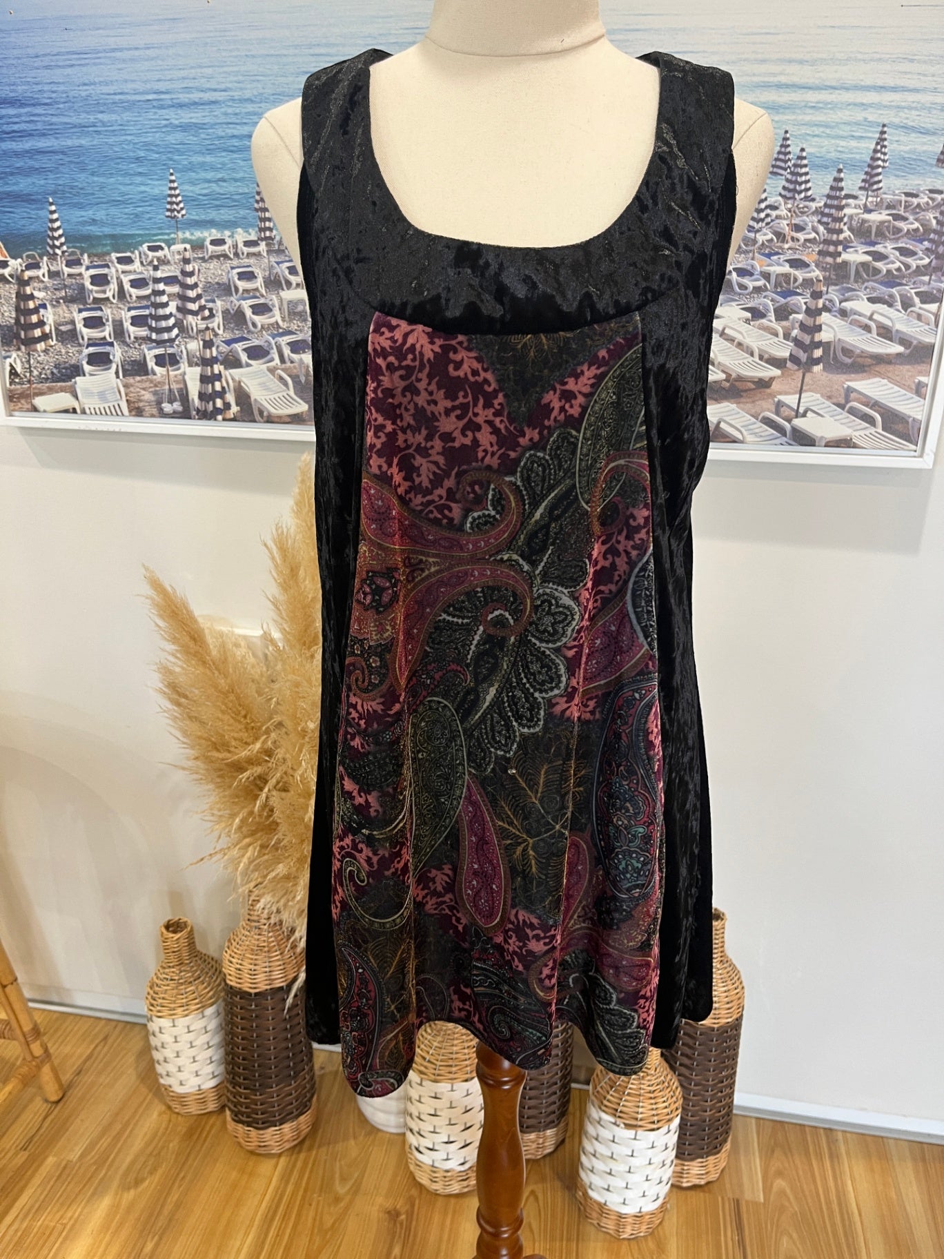 Merric Hippy Tunic Top w/Paisley Panels Size 14