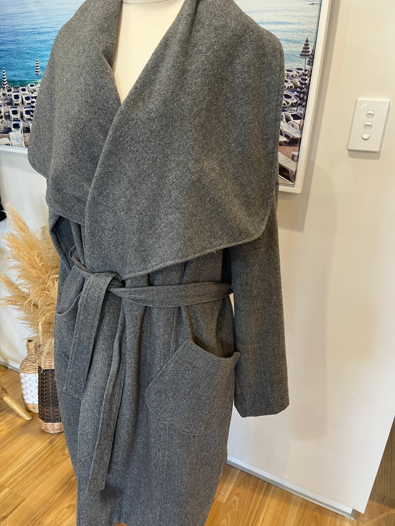 IvyBlu Waterfall Coat - Size 14 - Grey