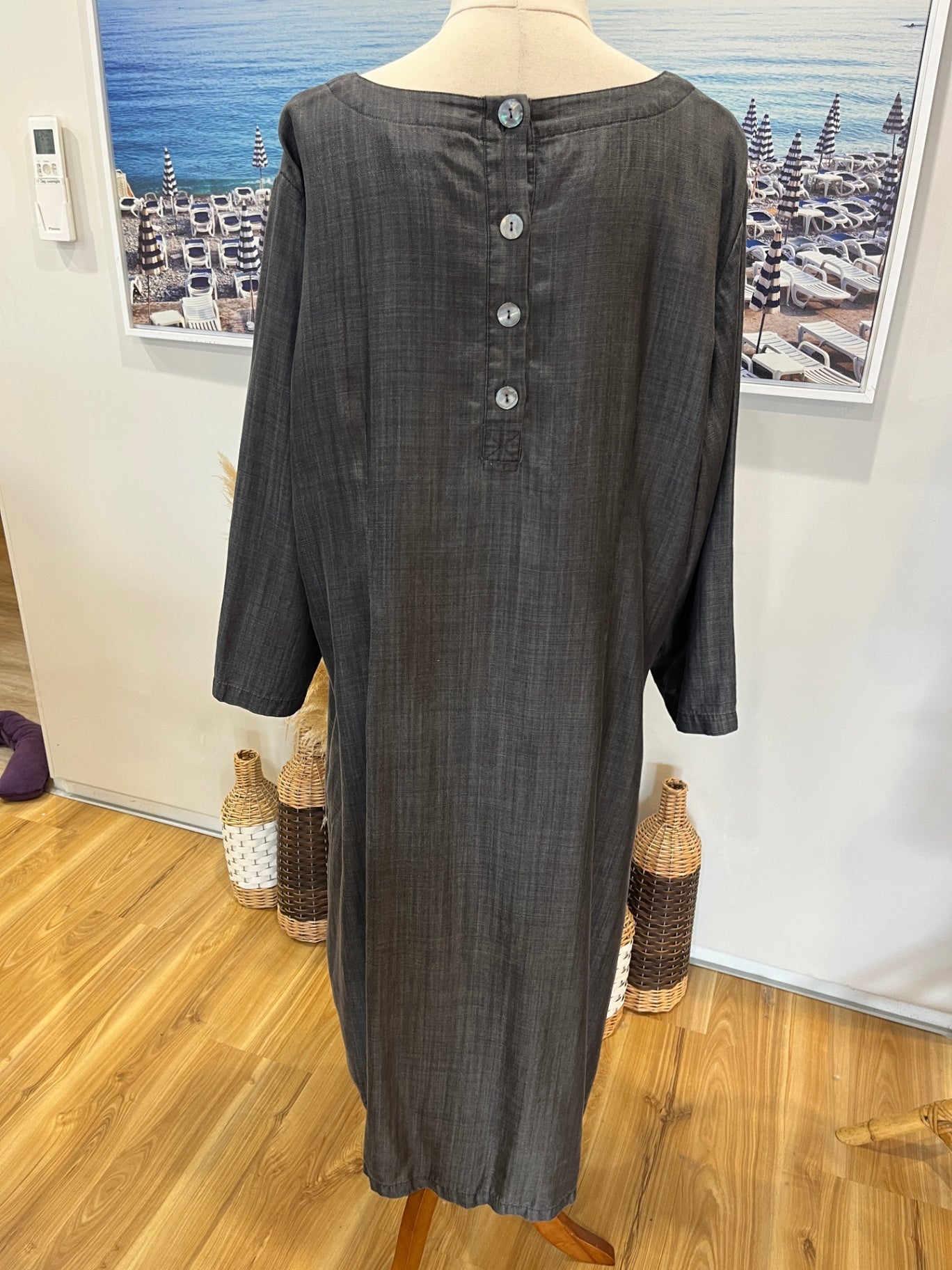 Sara Grey 3/4 Sleeve Dress Size 18