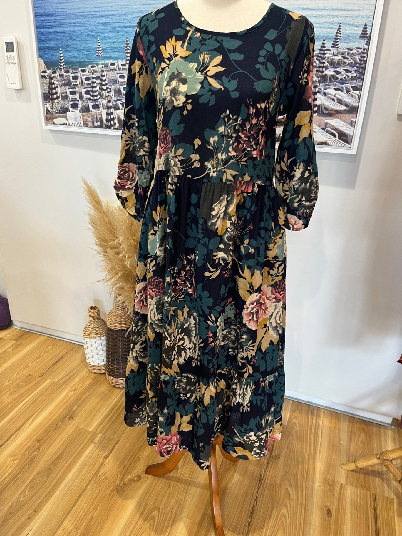 Navy Blue Floral Dress Size Small