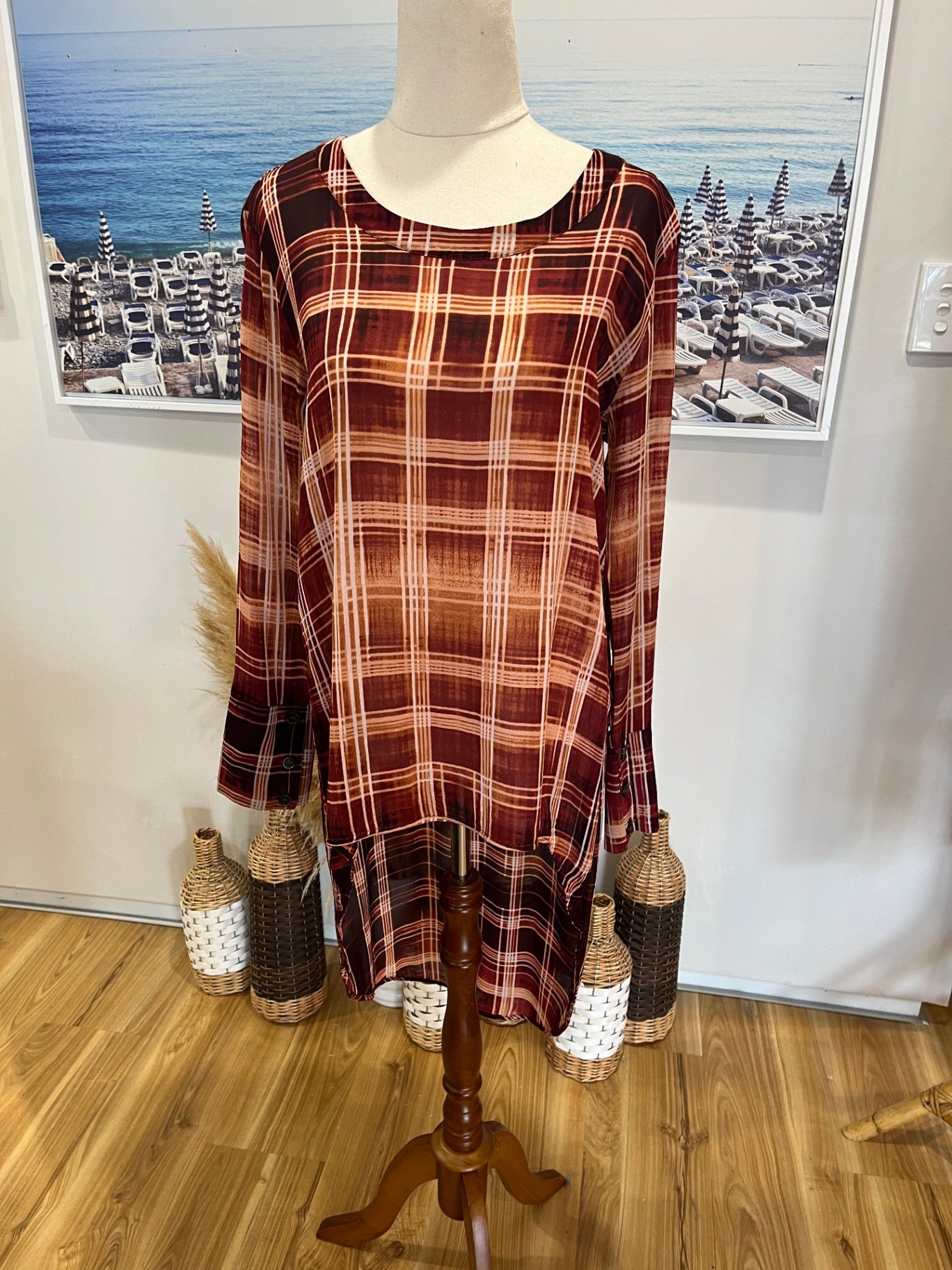 DAVID POND Stylish Plaid Top Size 10