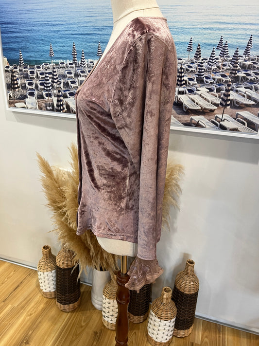 Enchantress Blush Pink Velvet Cardigan Size Medium 