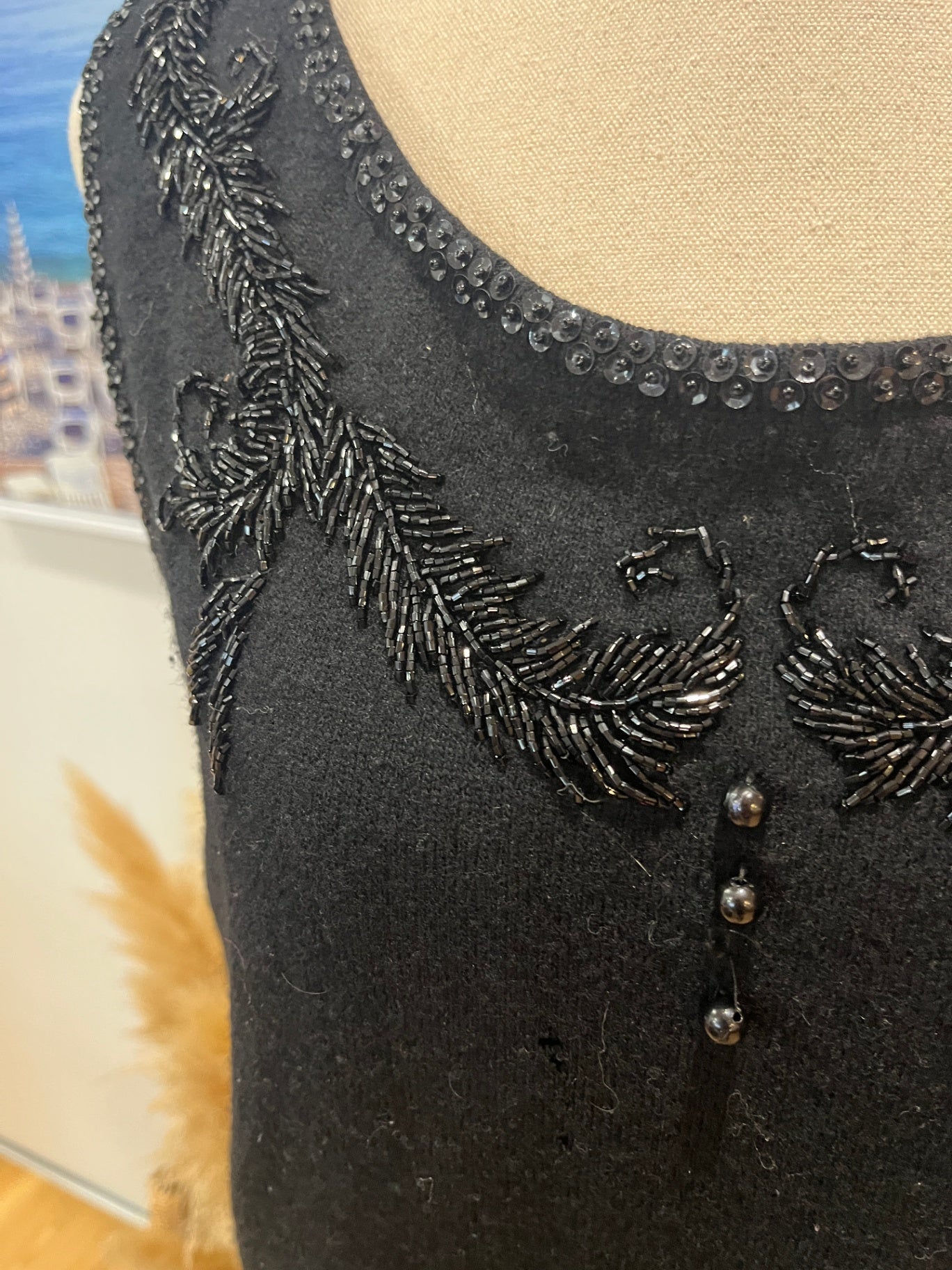 Black Vest with Beaded Details